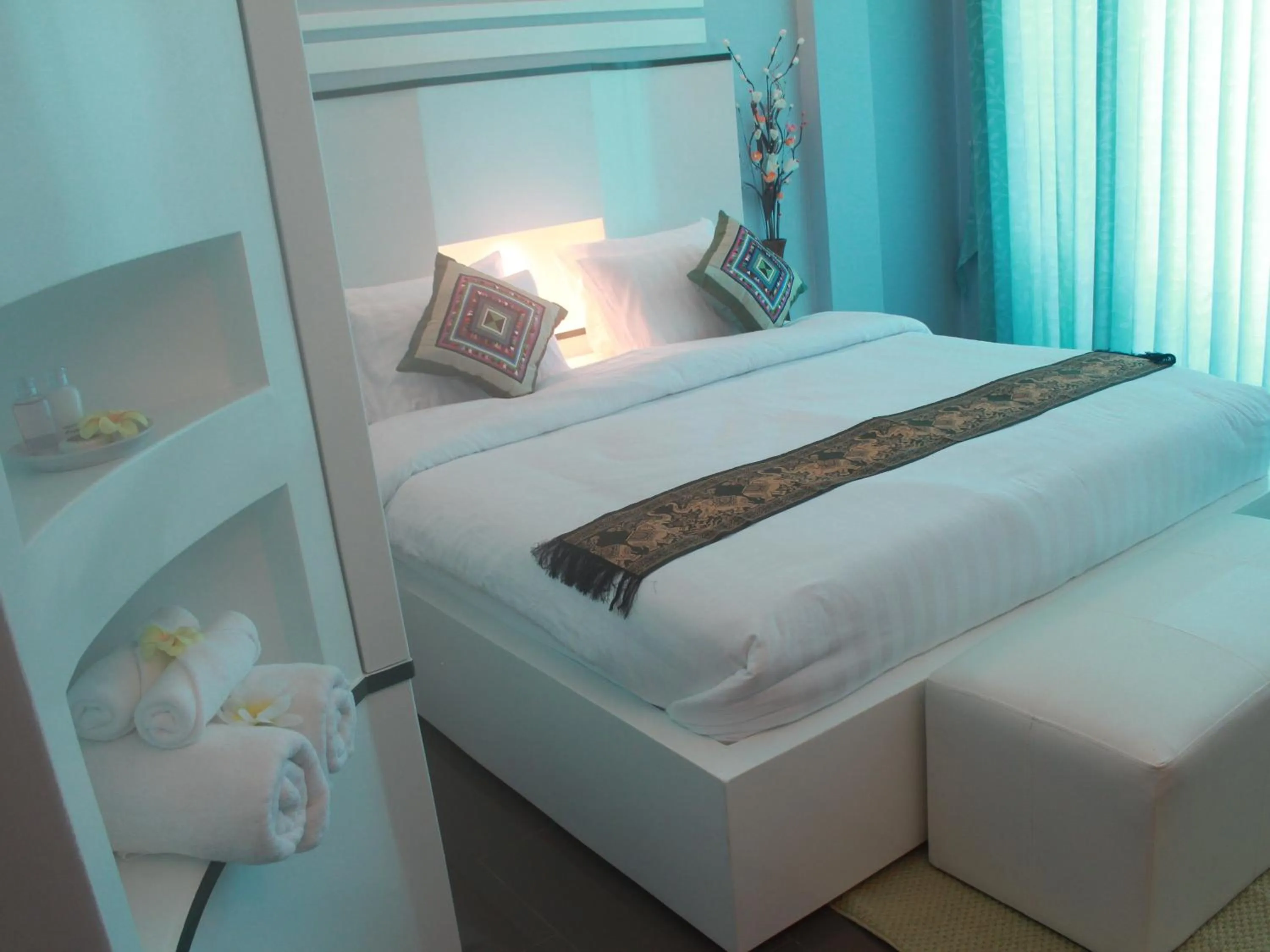 Bed in Saranya River House สรัญญาริเวอร์เฮาส์