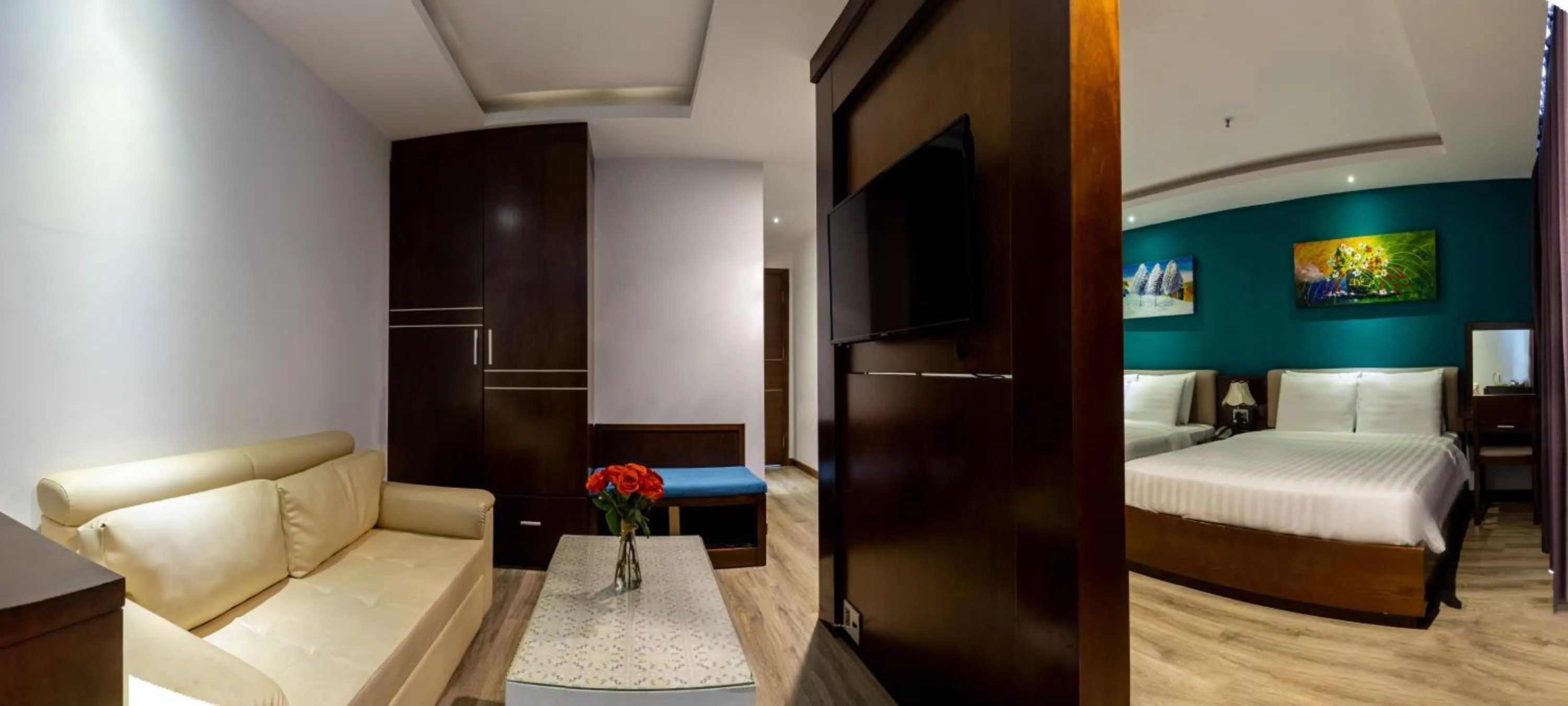 Bed in Golden Sun Apartment by New Sky Travel