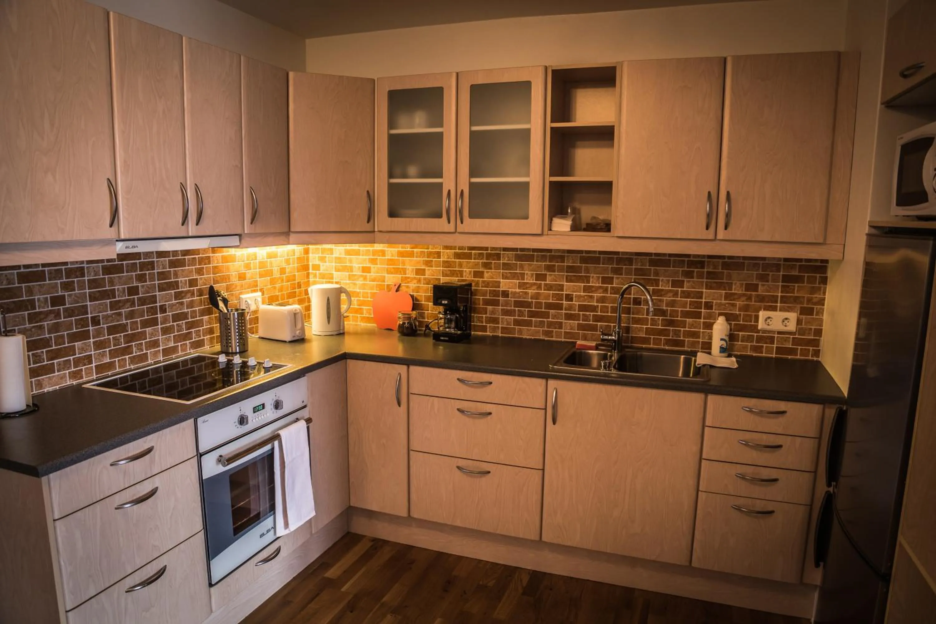 Kitchen or kitchenette in Bakki Apartments & Hostel