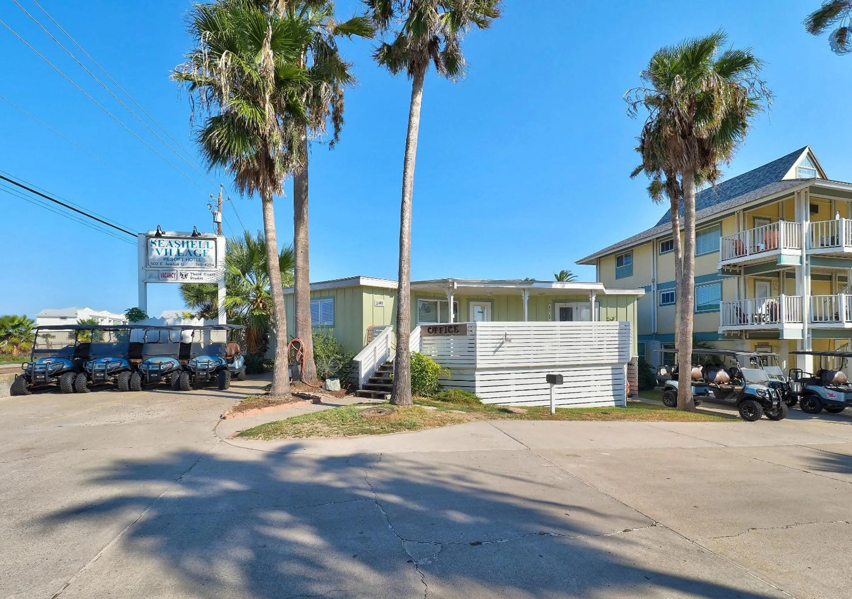 Property building in Seashell Village Resort near the beach with kitchens
