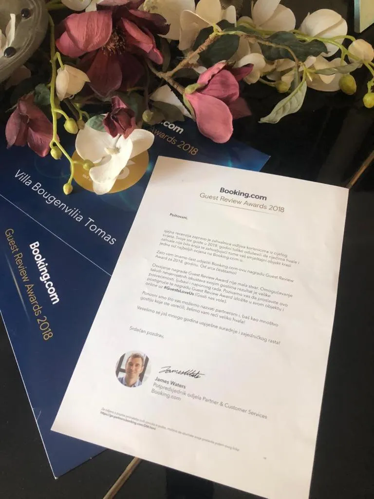 Certificate/Award in Villa Bougenvilia Tomas