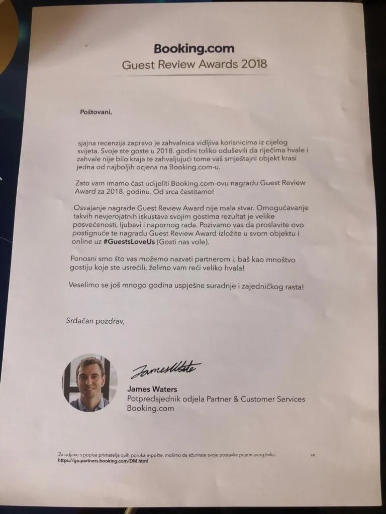 Certificate/Award in Villa Bougenvilia Tomas