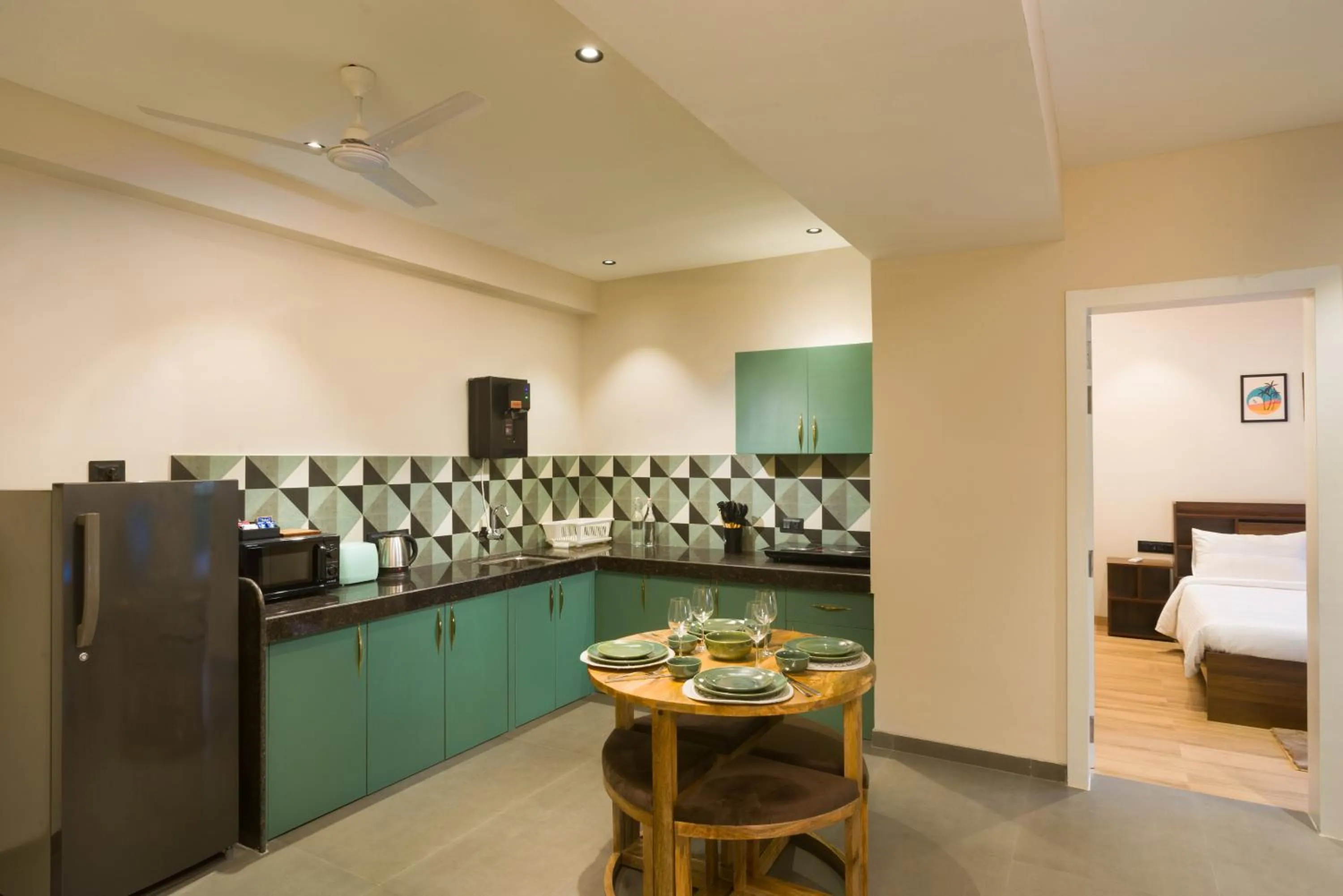 kitchen in Etereo Stays, Luxury Premium Apartments Baga, Arpora, Goa