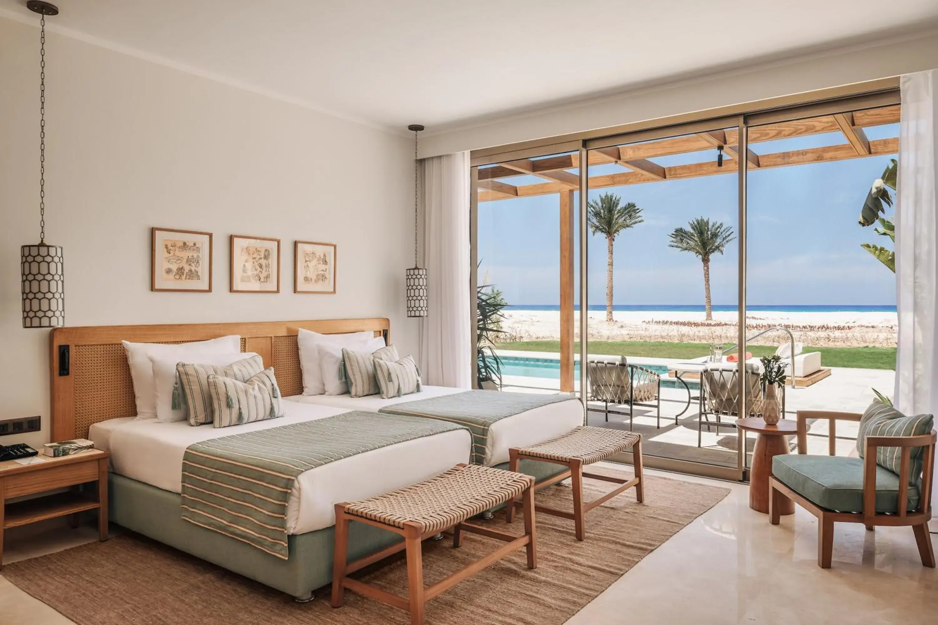 Beach Villa Two Bedroom, King & Twin Bed, Private Pool in Sakhra Hotel & Spa, Almaza Bay Beach Villa Two Bedroom, King & Twin Bed, Private Pool in Sakhra Hotel & Spa, Almaza Bay
