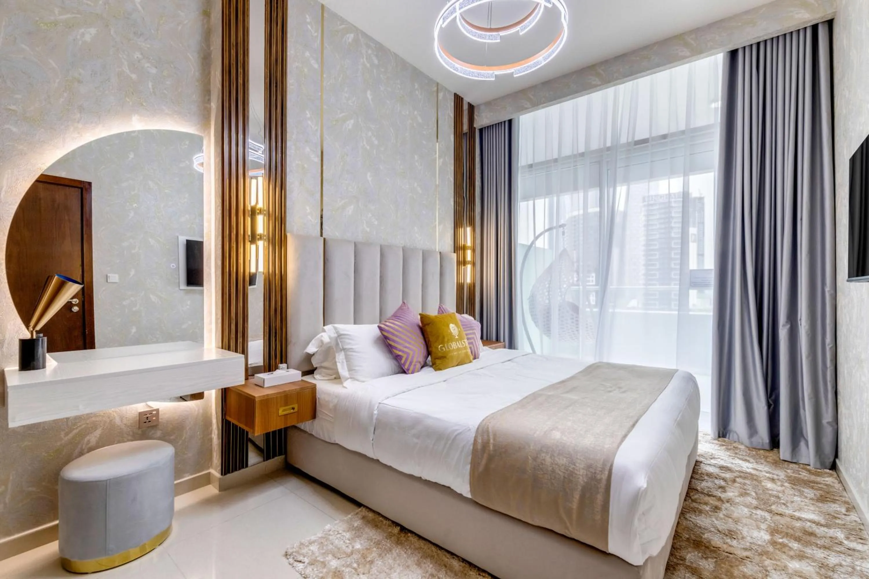 Bed in GLOBALSTAY. Luxury Apartments Near The Dubai Canal