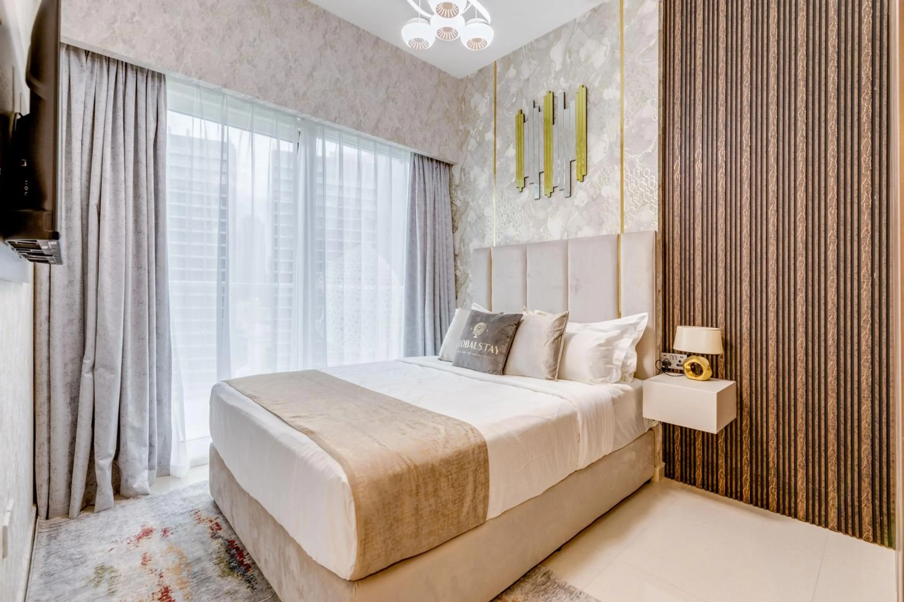 Bedroom, Bed in GLOBALSTAY. Luxury Apartments Near The Dubai Canal