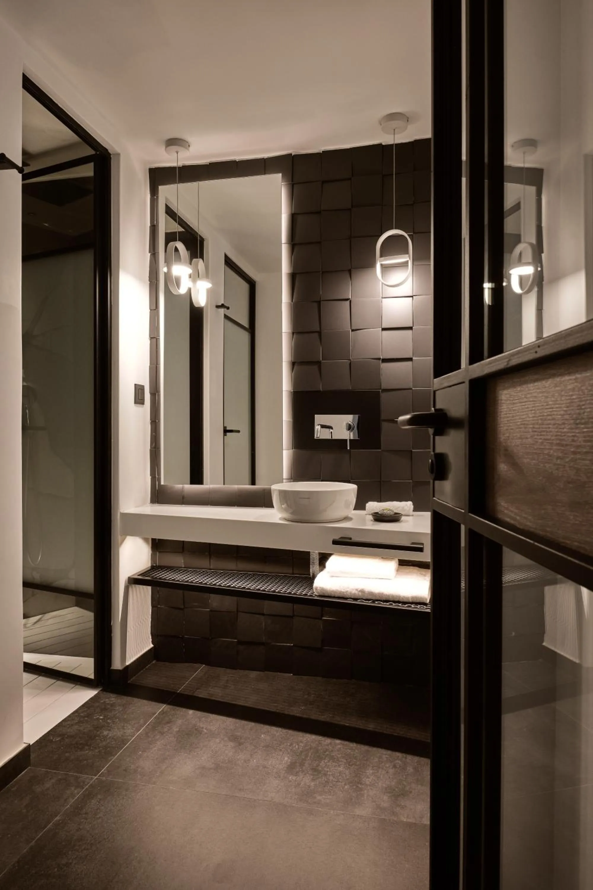 Shower, Bed in Semeli Coast Mykonos Curio Collection by Hilton