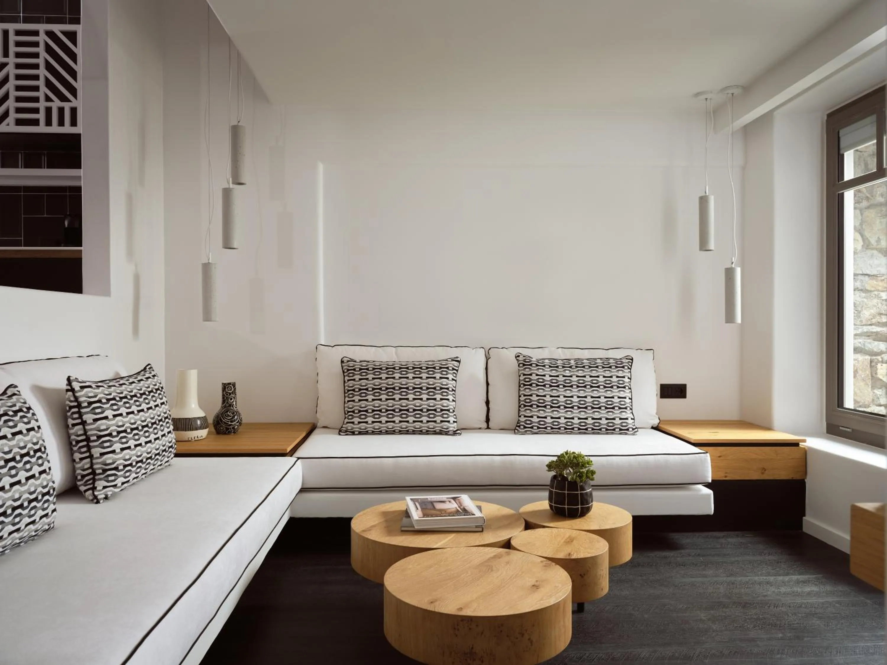 Living room in Semeli Coast Mykonos Curio Collection by Hilton