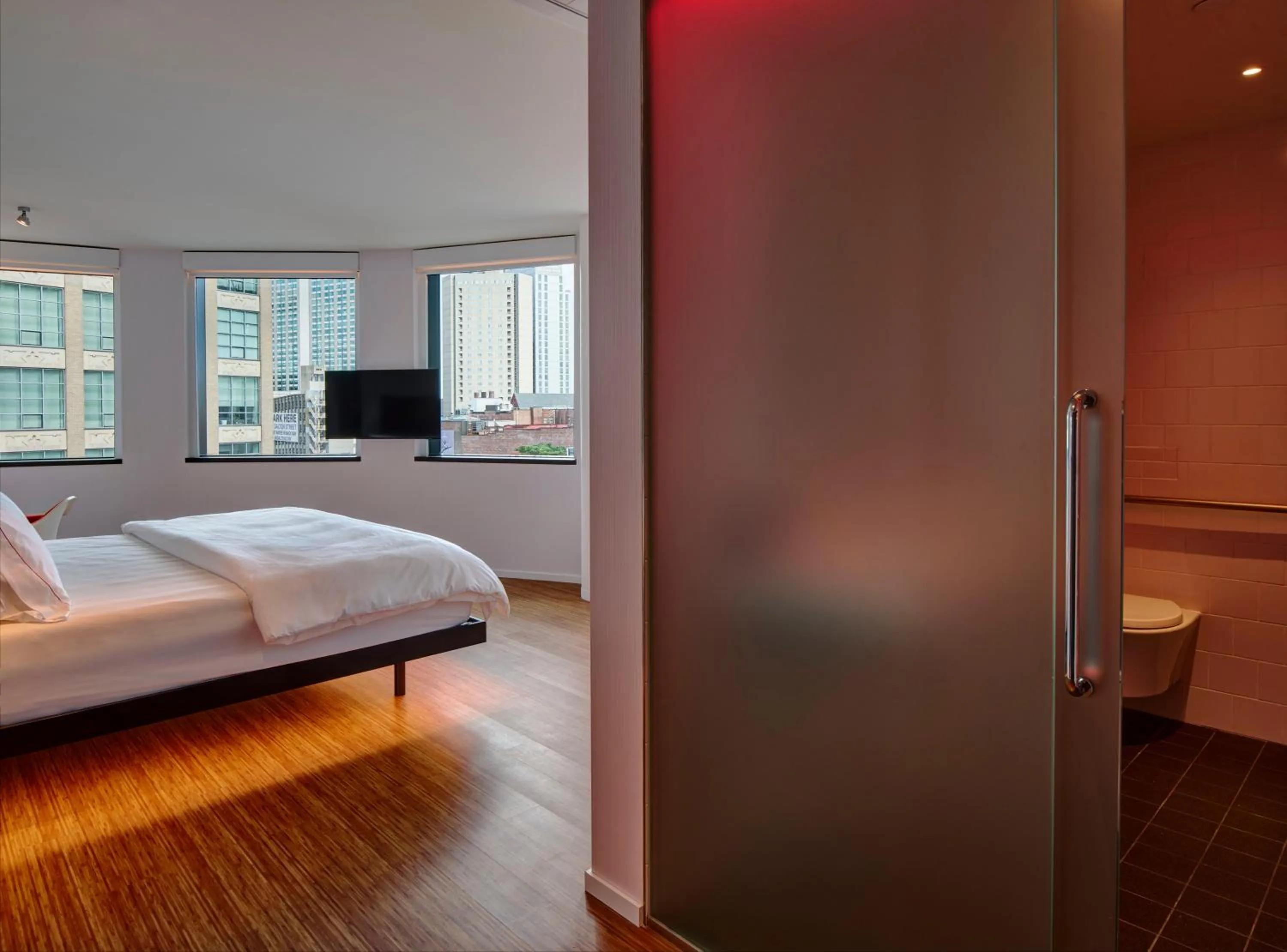 Bed in citizenM Boston Back Bay