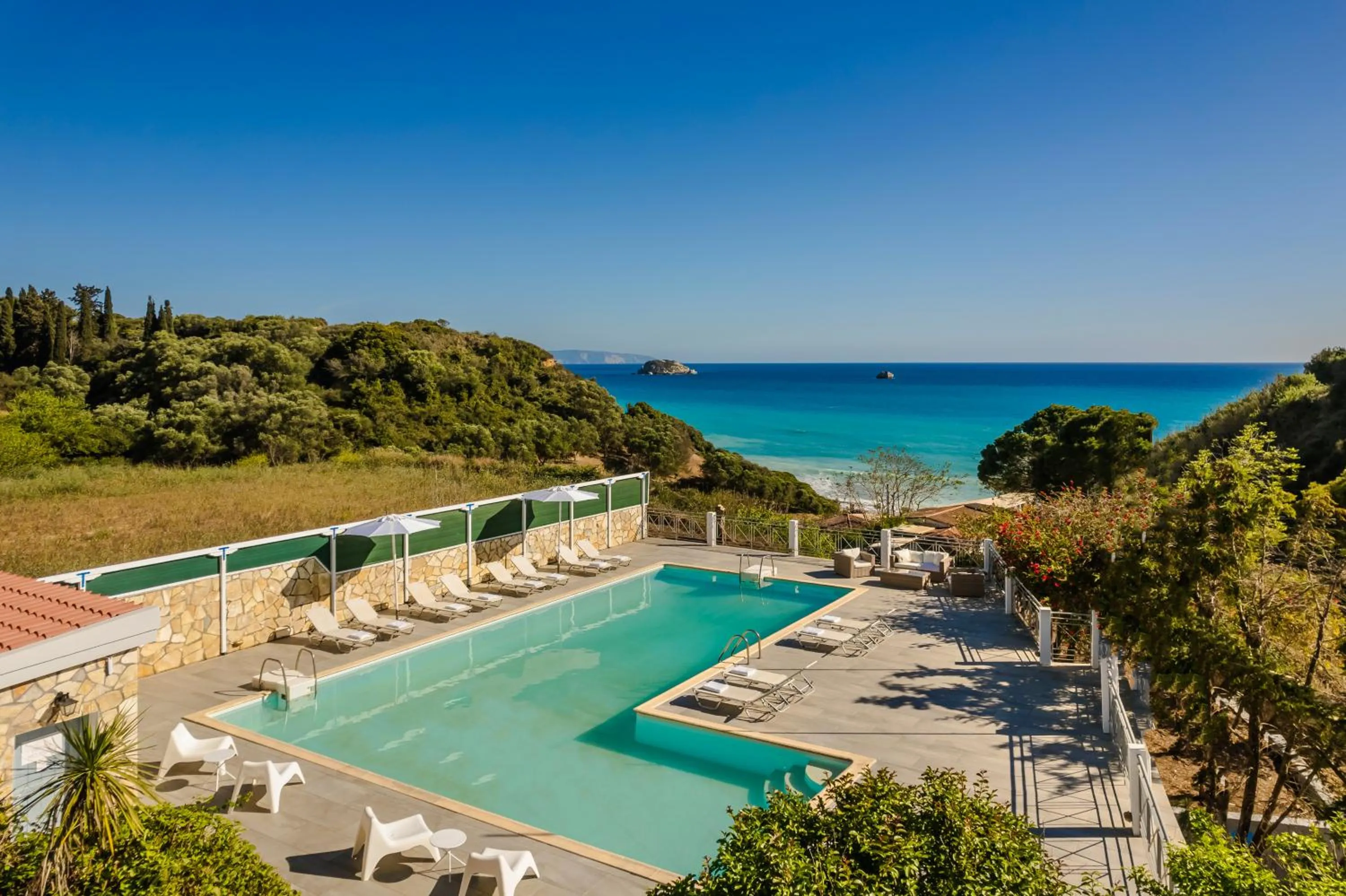 Pool view in Costa Avithos
