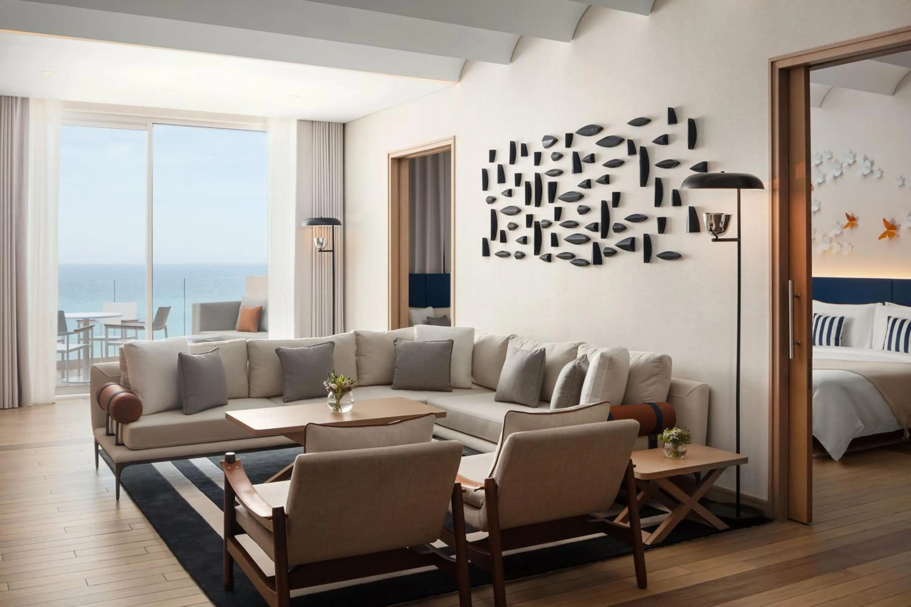 Living room, Bed in The St. Regis Al Mouj Muscat Resort