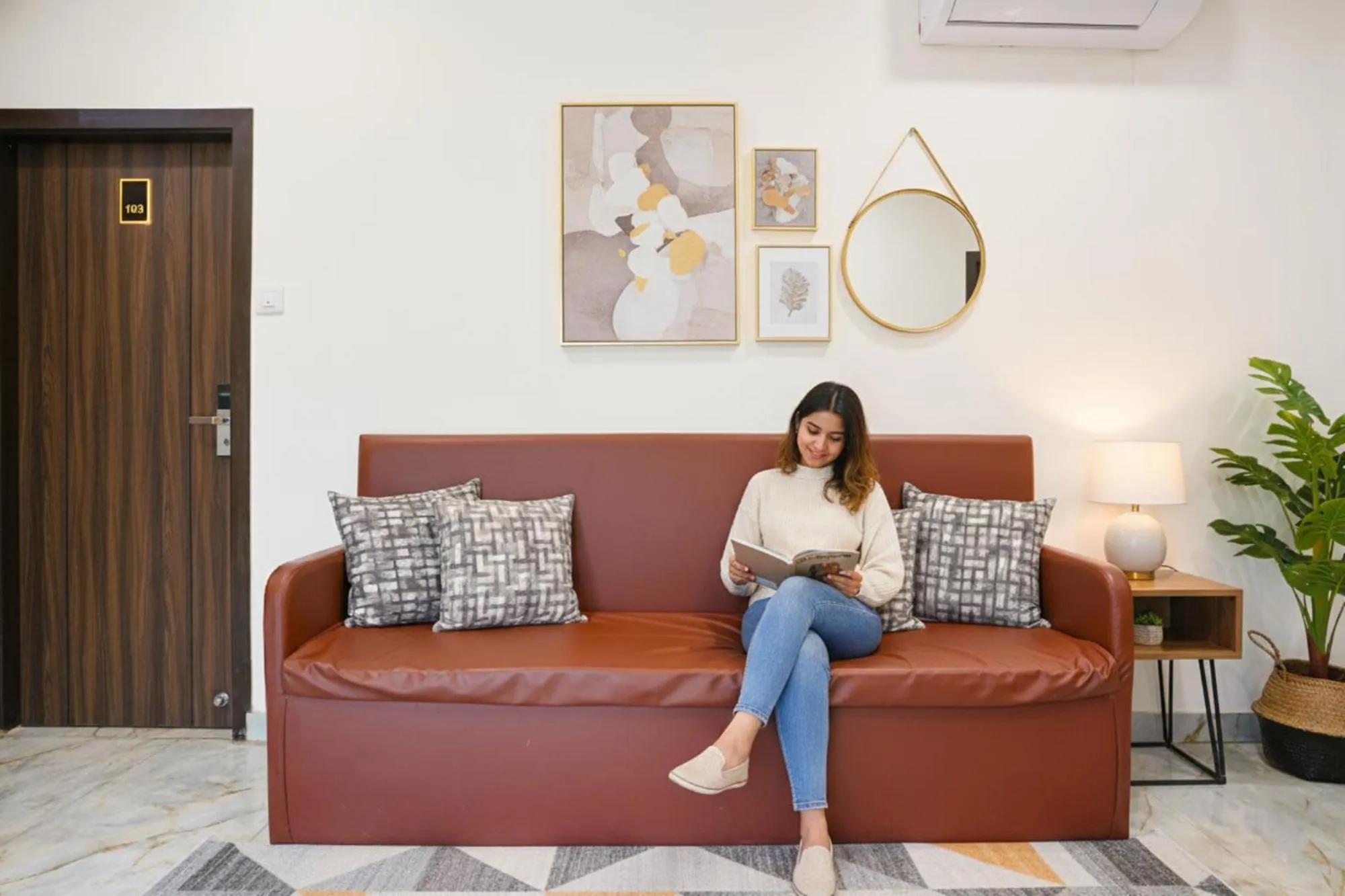 Seating area in FabHotel Good Luck Residency