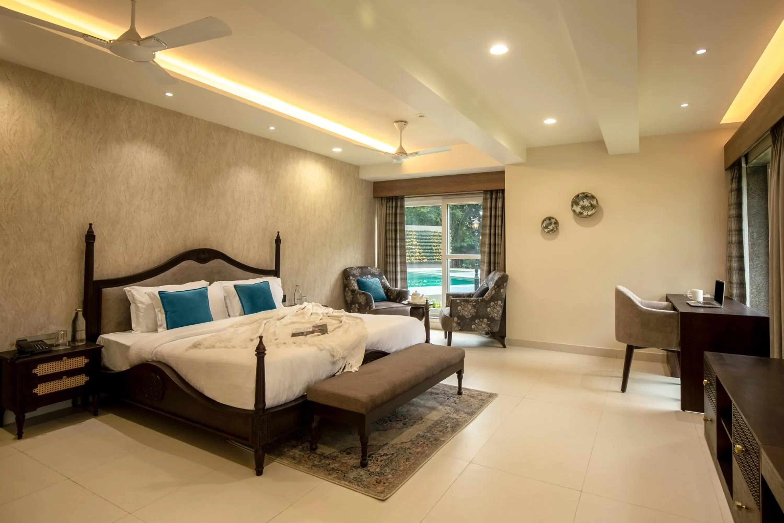 Bed in ELIVAAS 6 BHK Farmstay with Pvt Pool & Garden - Esh