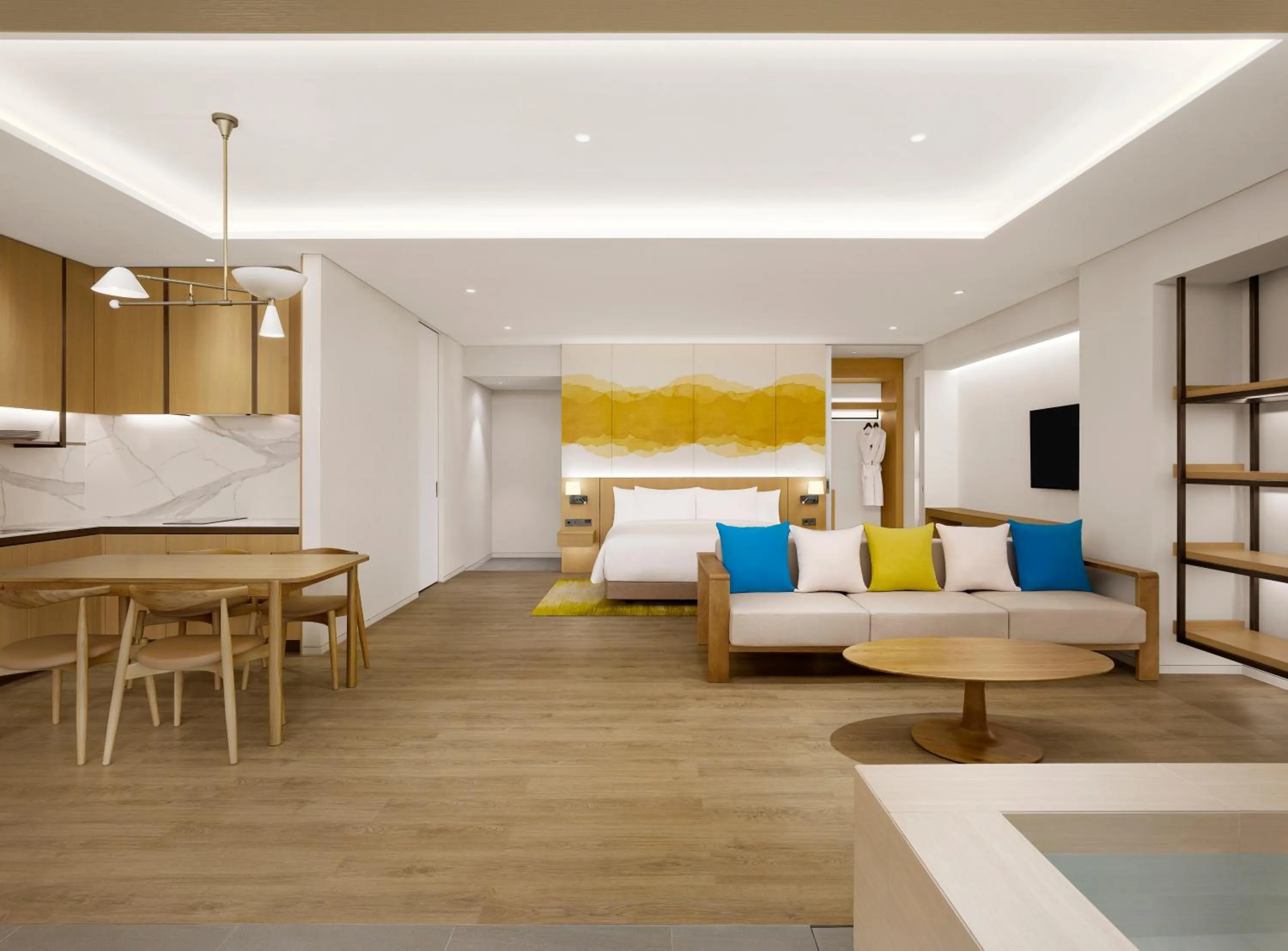 Seating area, Bed in Cassia Sokcho