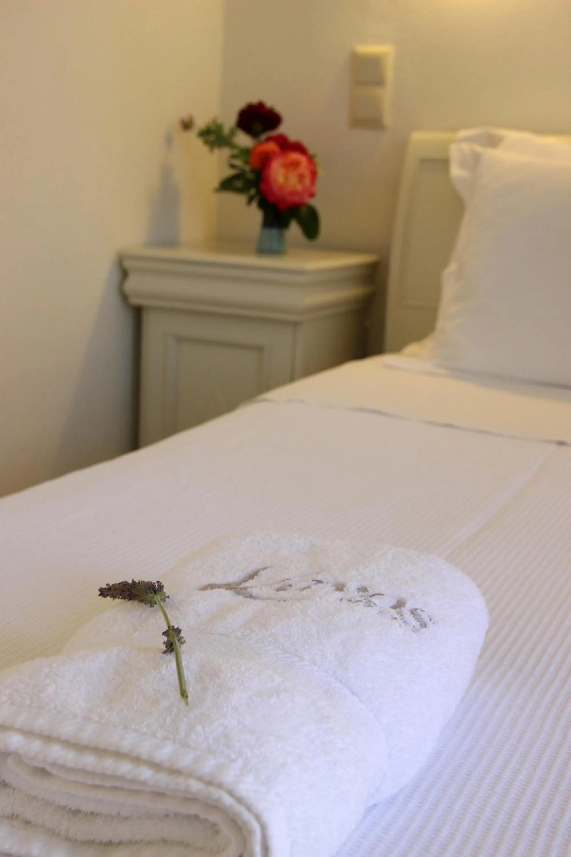 Bed in Kavos Hotel Naxos