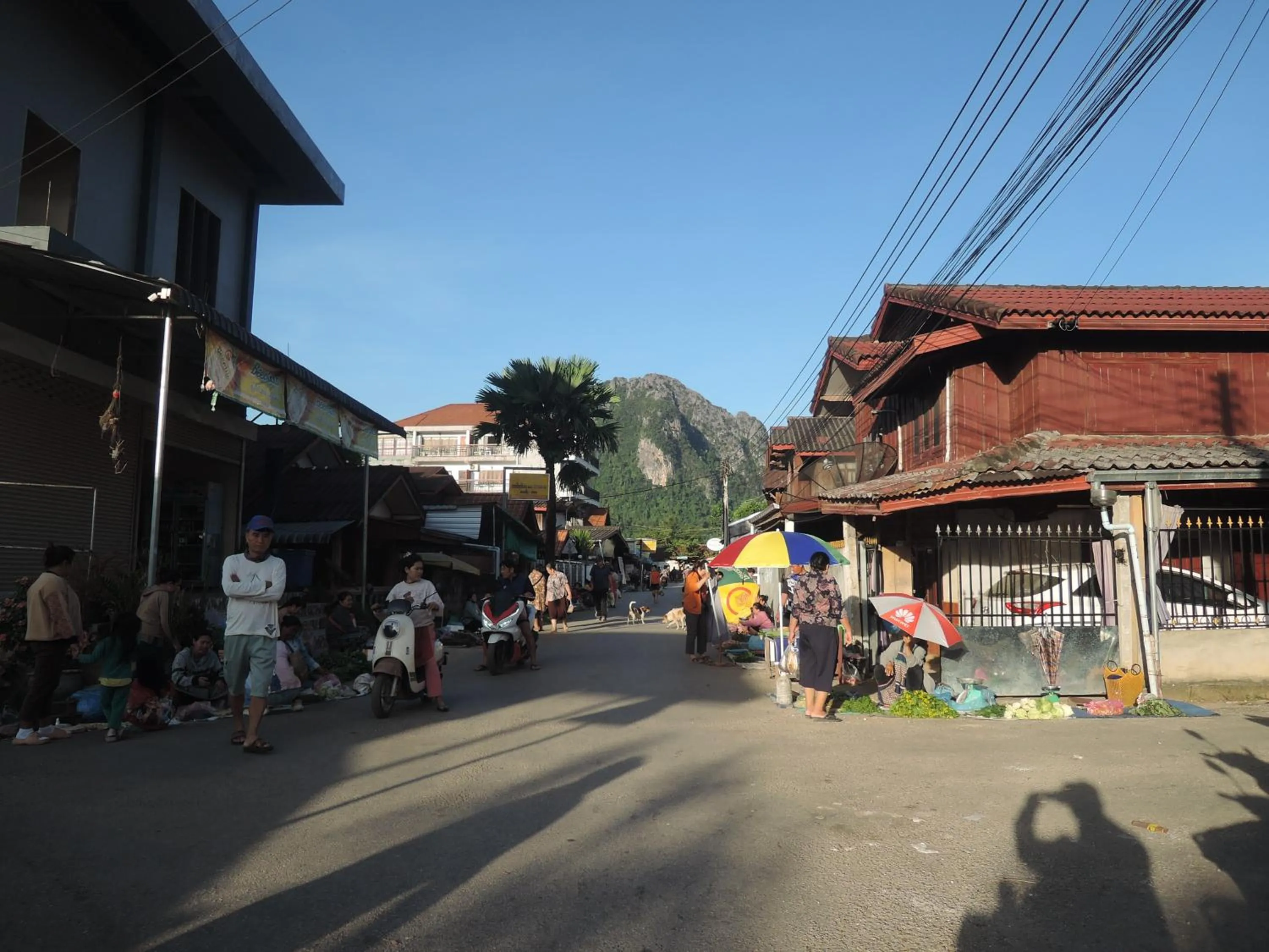 Street view in Vang Vieng Sky Mountain View Hotel