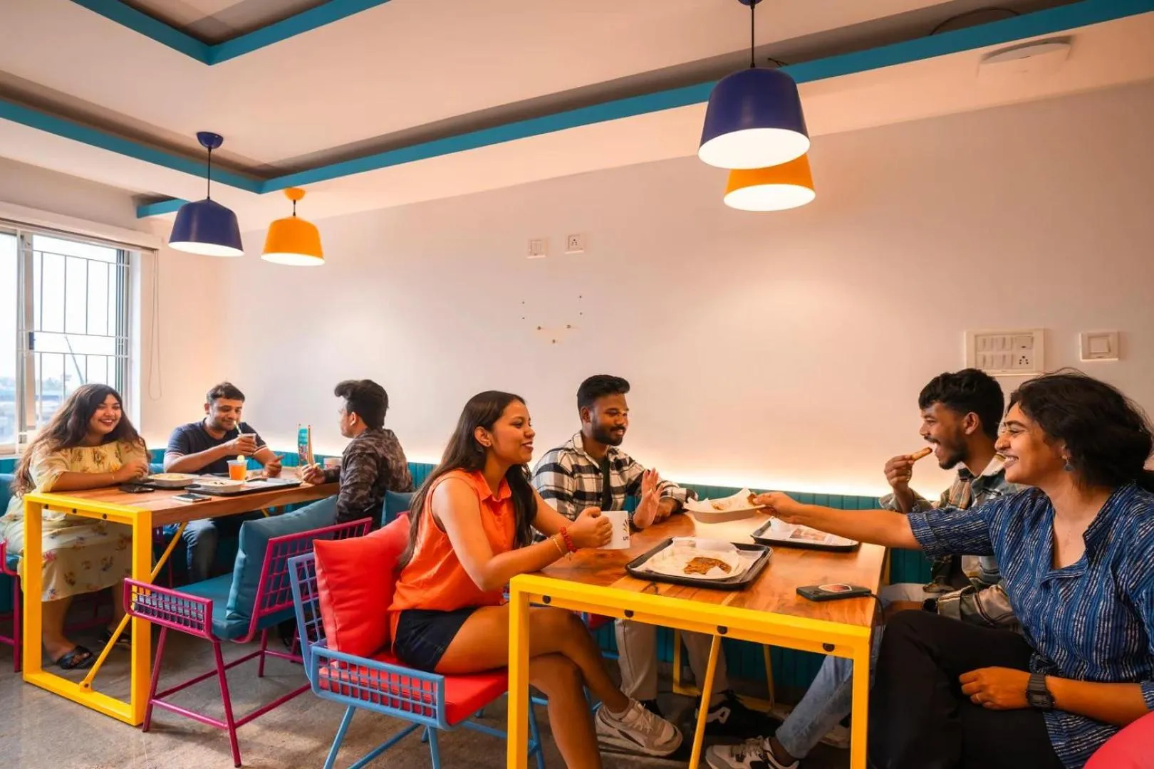Seating area in goSTOPS Bengaluru HSR, Silk Board