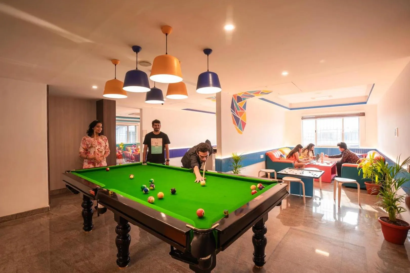 Seating area in goSTOPS Bengaluru HSR, Silk Board