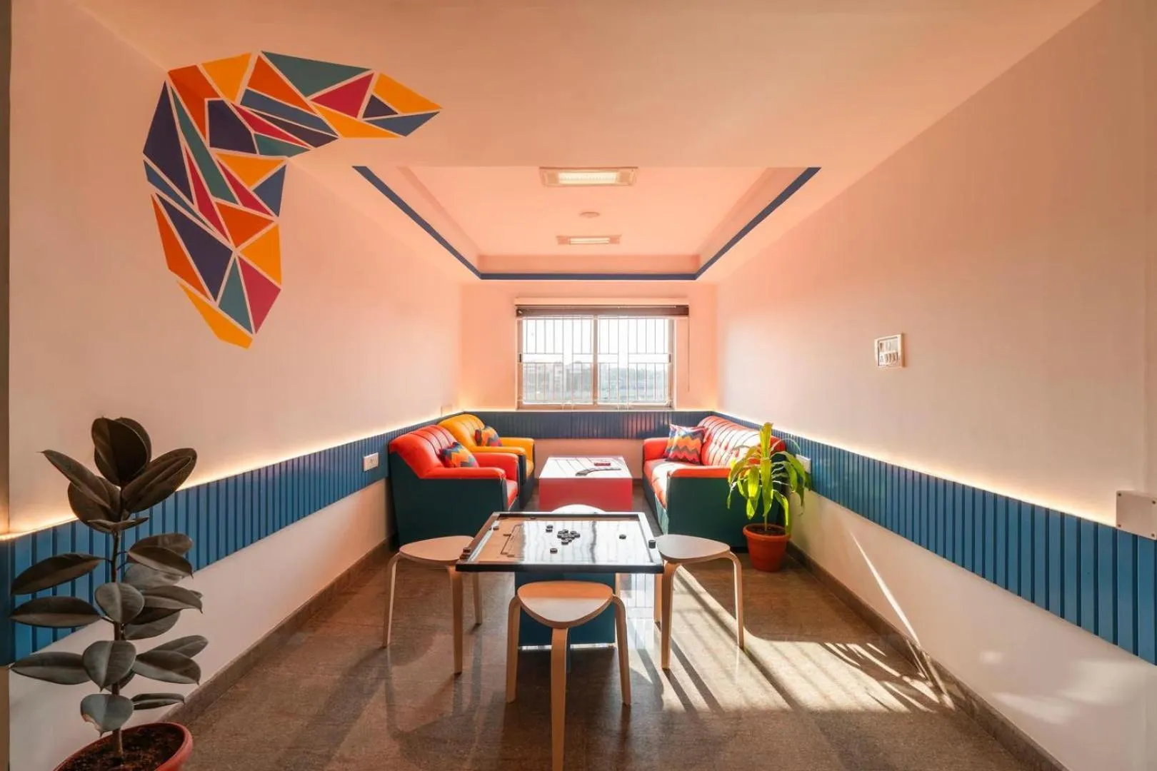 Seating area in goSTOPS Bengaluru HSR, Silk Board