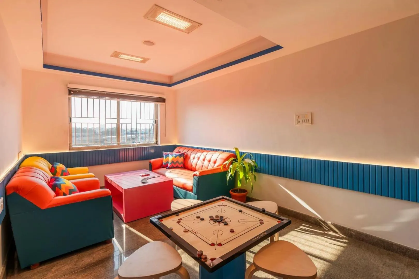 Seating area in goSTOPS Bengaluru HSR, Silk Board