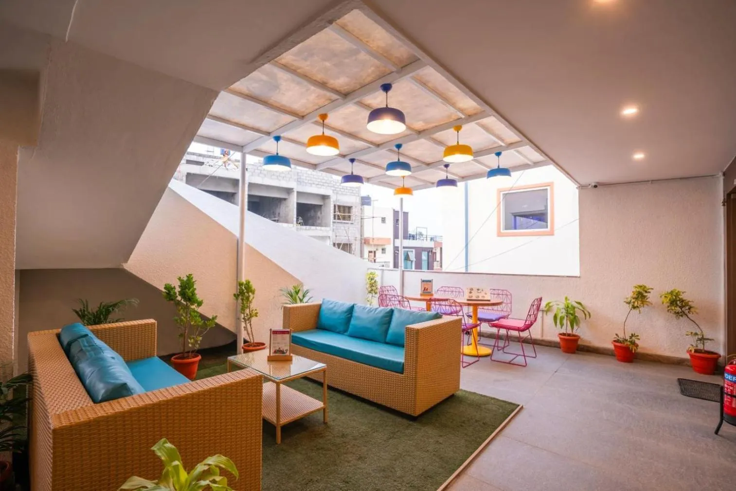 Seating area in goSTOPS Bengaluru HSR, Silk Board