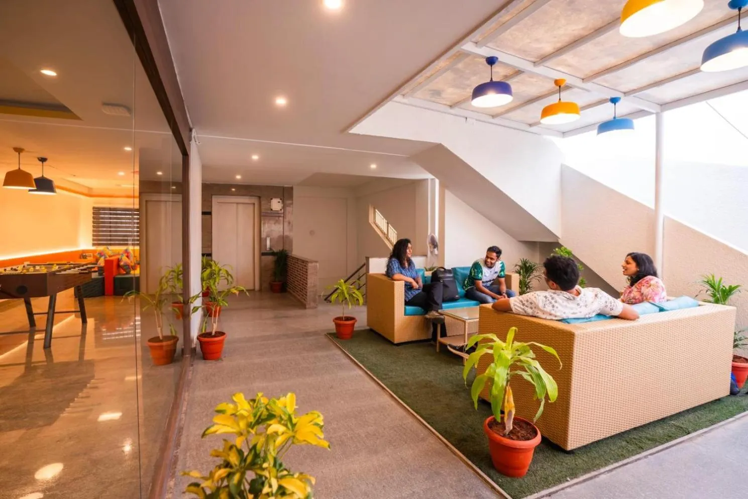 Seating area in goSTOPS Bengaluru HSR, Silk Board