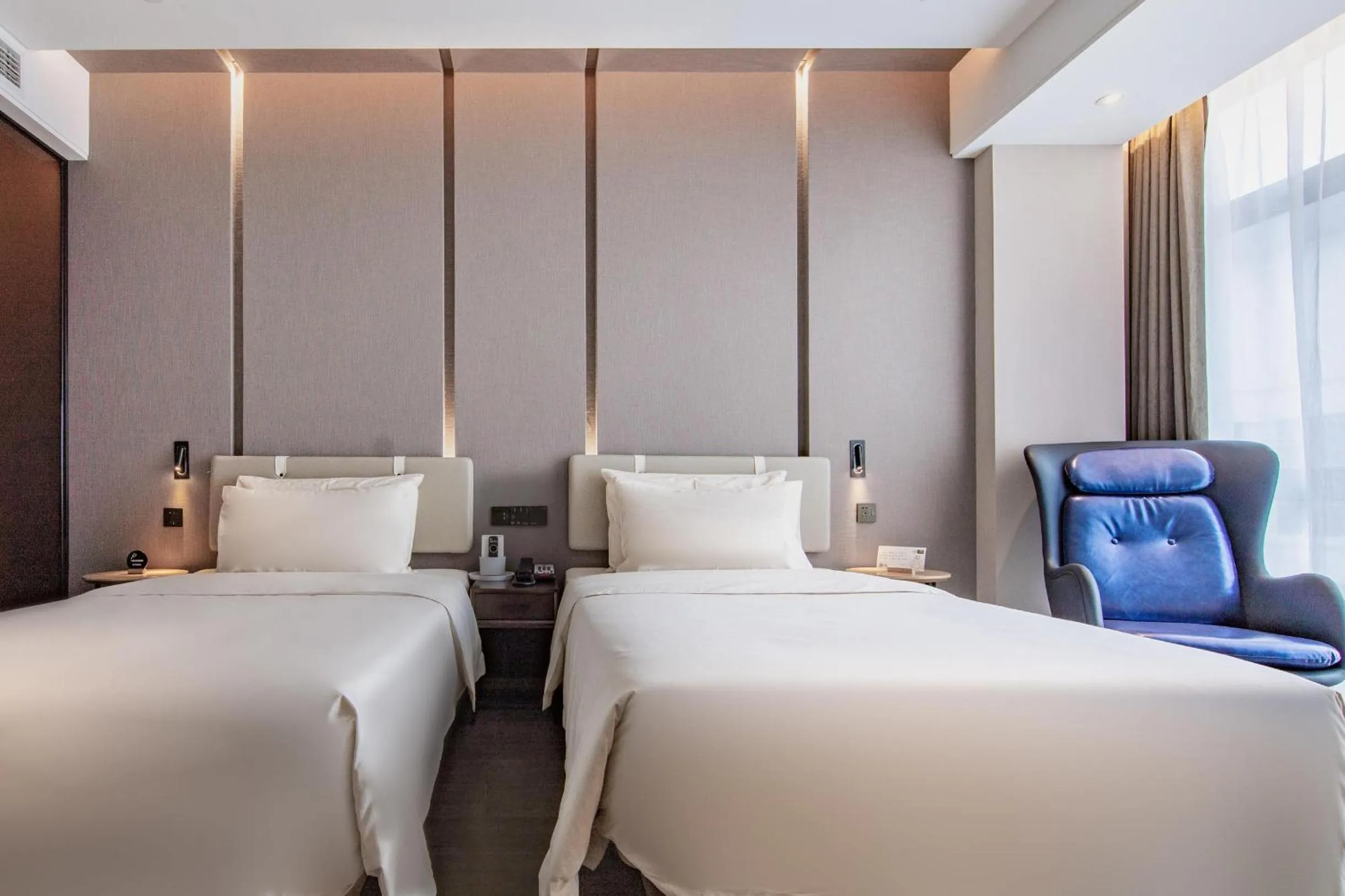 Bed in Atour Hotel Ningbo Yinzhou Wanda Mingzhouli