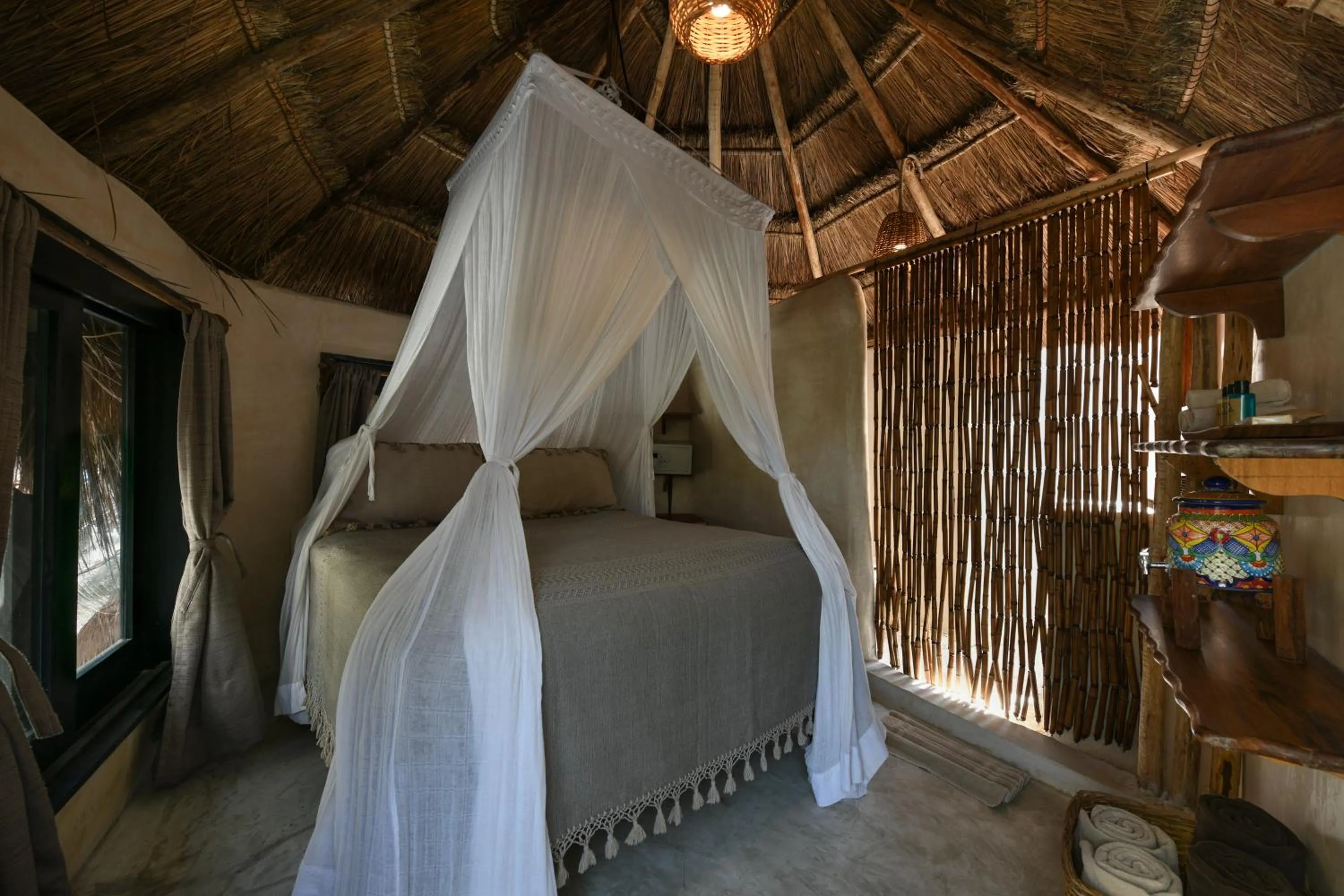Decorative detail, Bed in Diamante K - Inside Tulum National Park