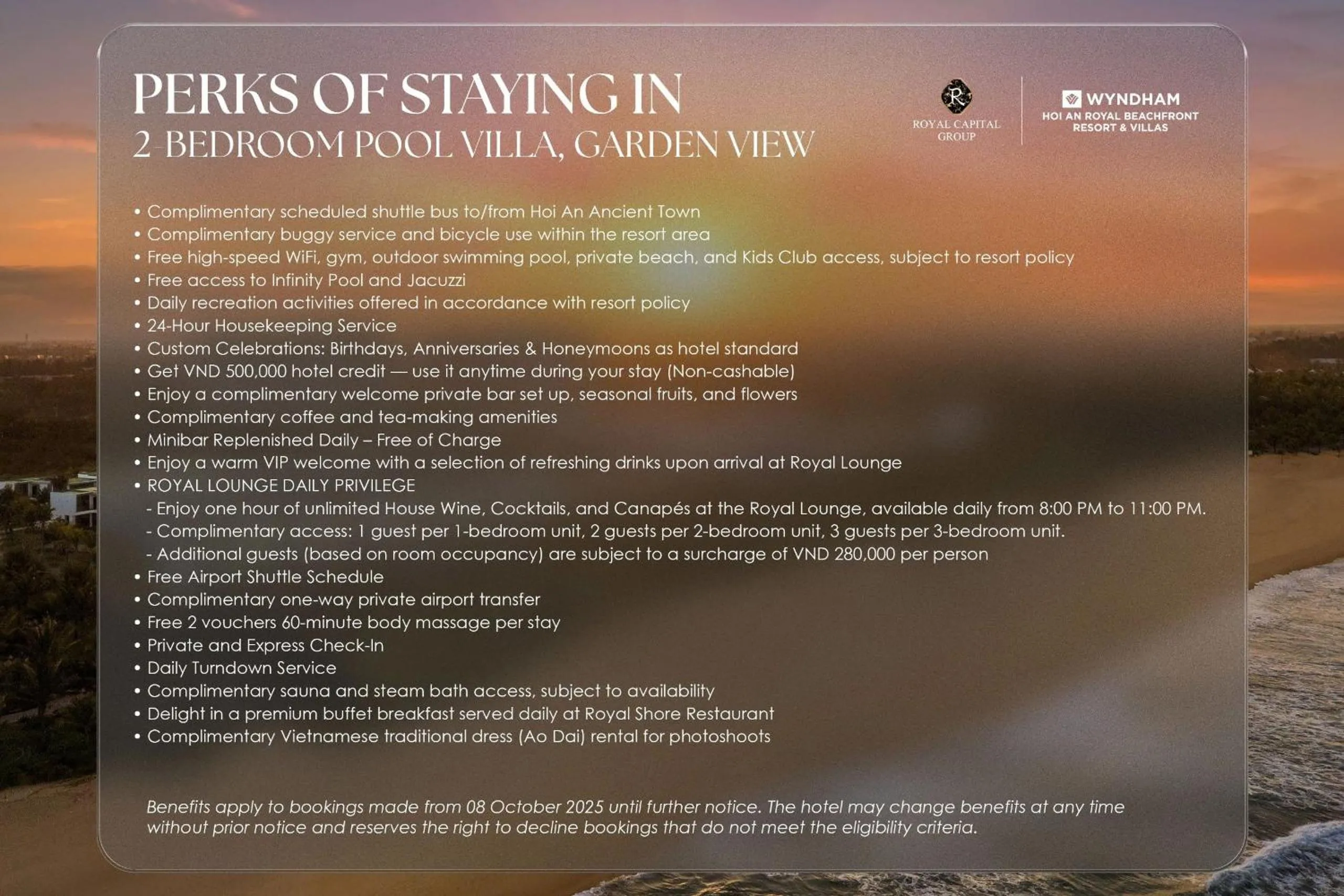 room service in Hoi An Royal Beachfront Villas