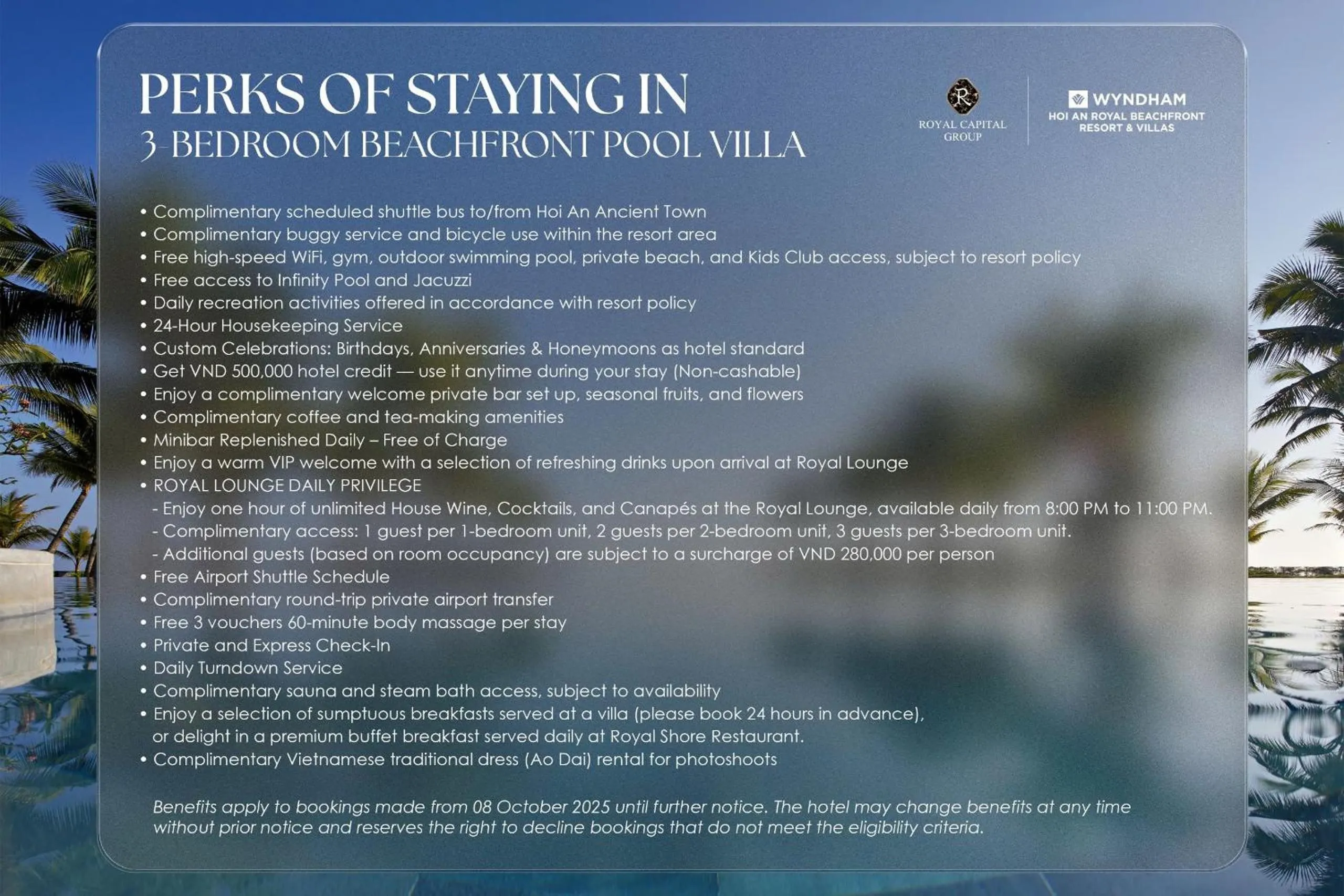 room service in Hoi An Royal Beachfront Villas