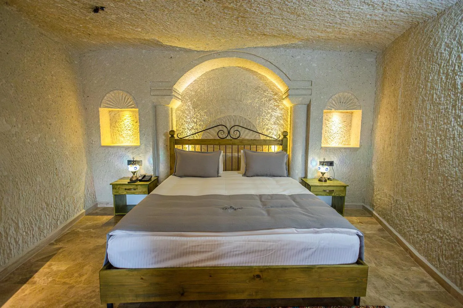 Bed in Majestic Cave House