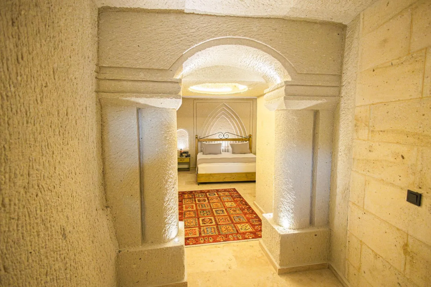 Bed in Majestic Cave House