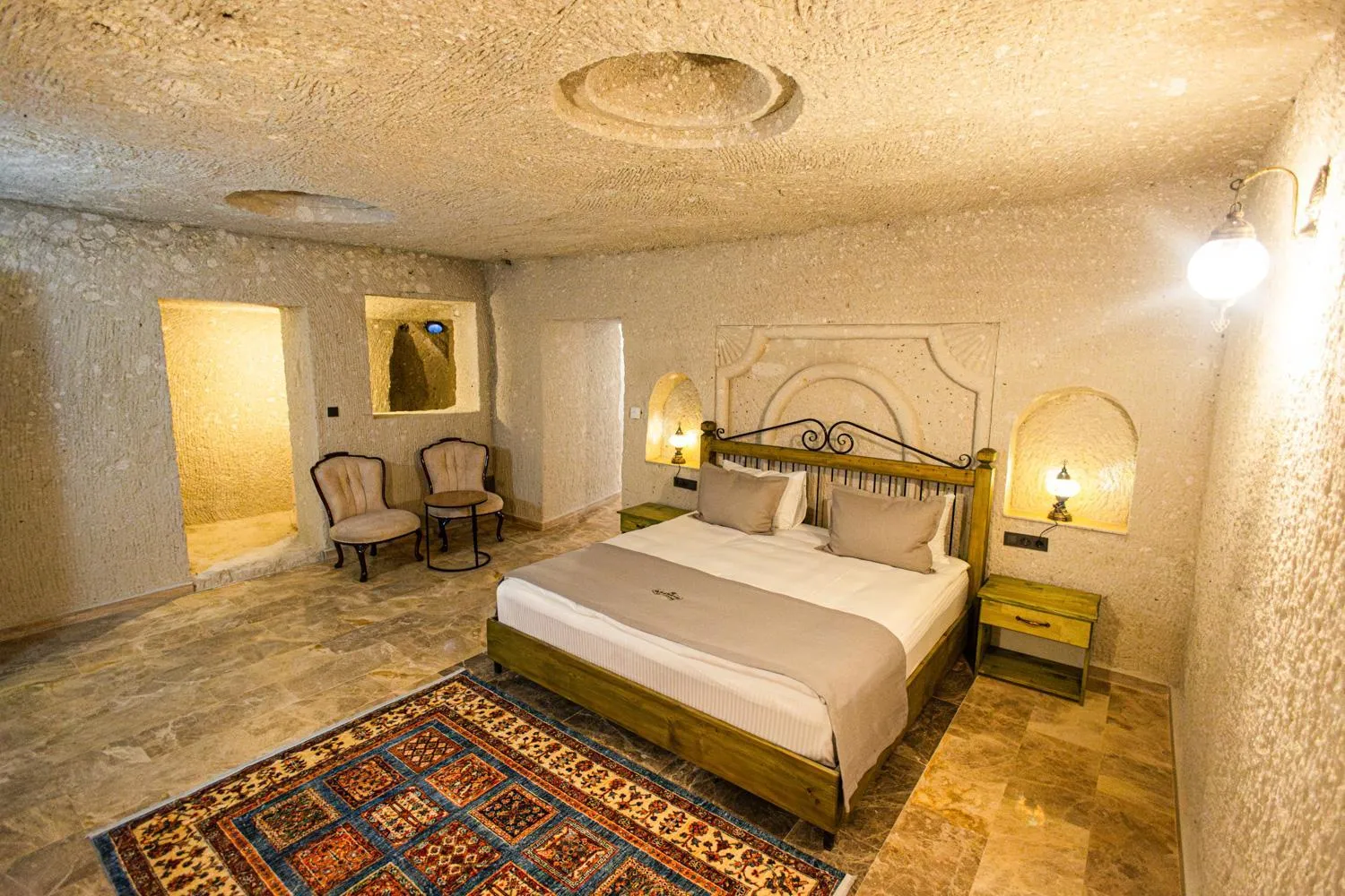 Bed in Majestic Cave House