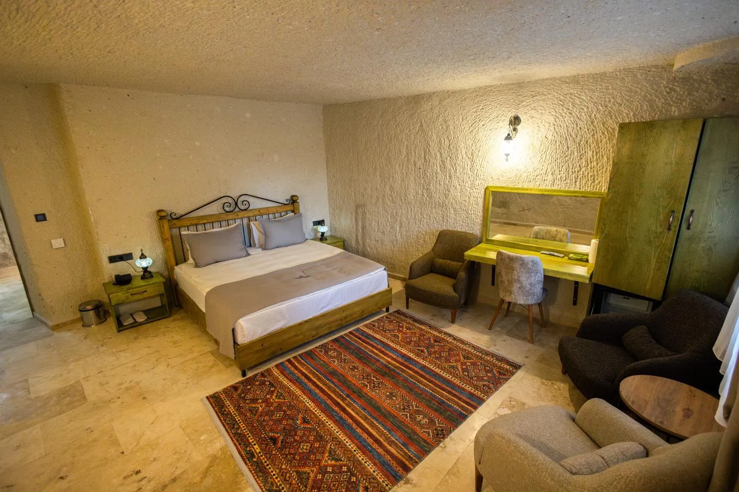 Bed in Majestic Cave House