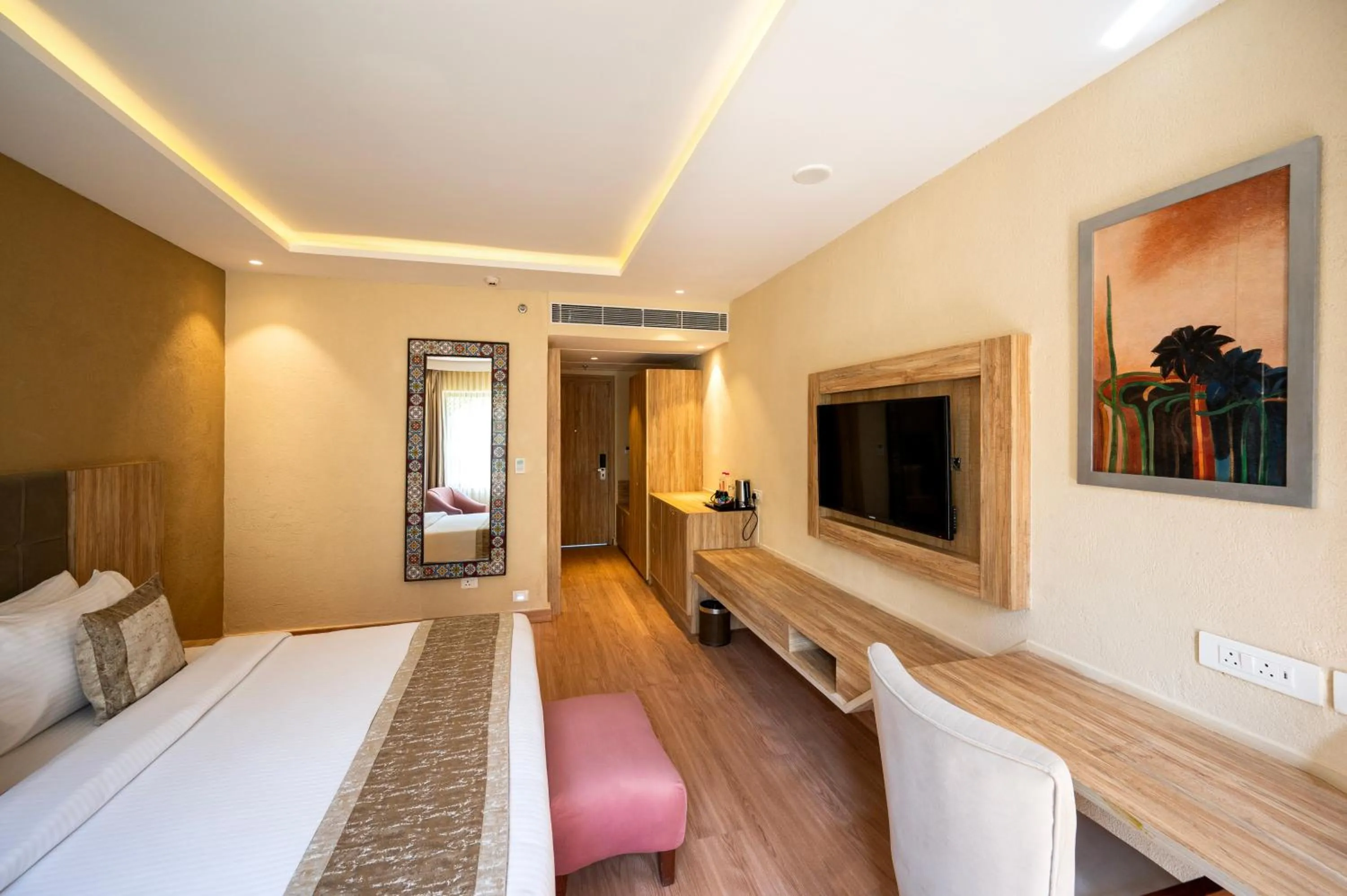 Bed in Essentia Luxury Resort & Spa Udaipur