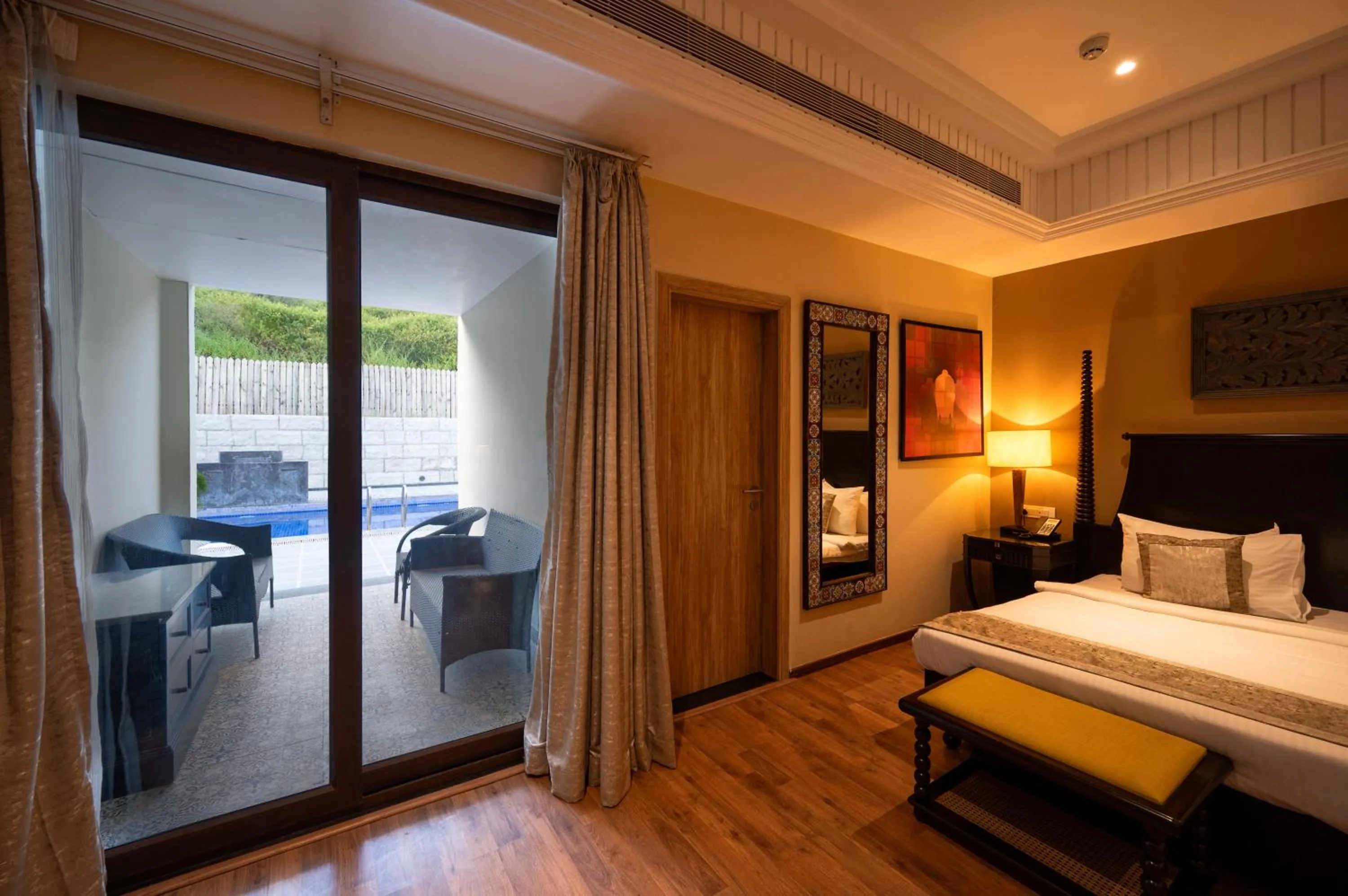 Bed in Essentia Luxury Resort & Spa Udaipur