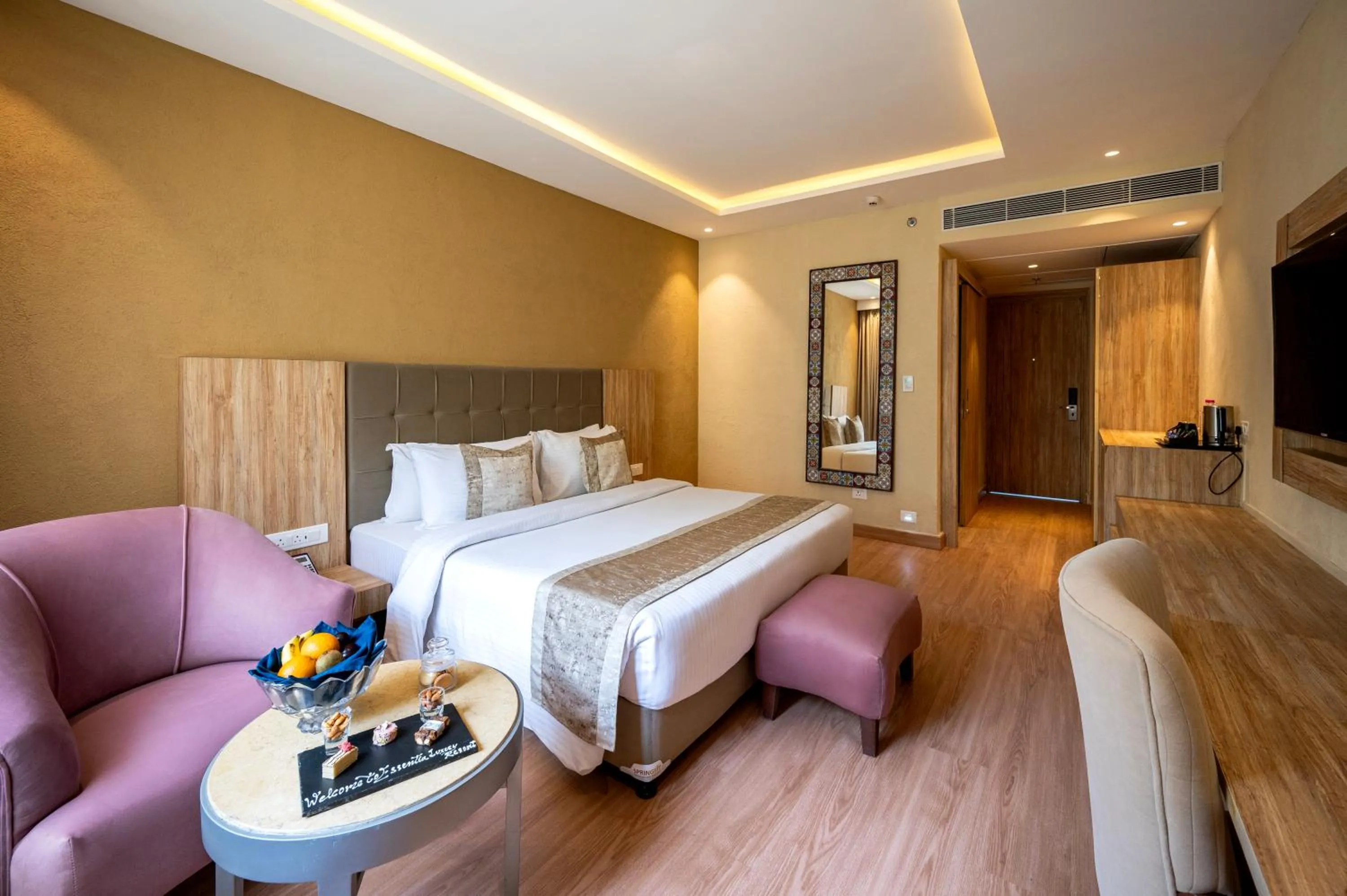 Bed in Essentia Luxury Resort & Spa Udaipur