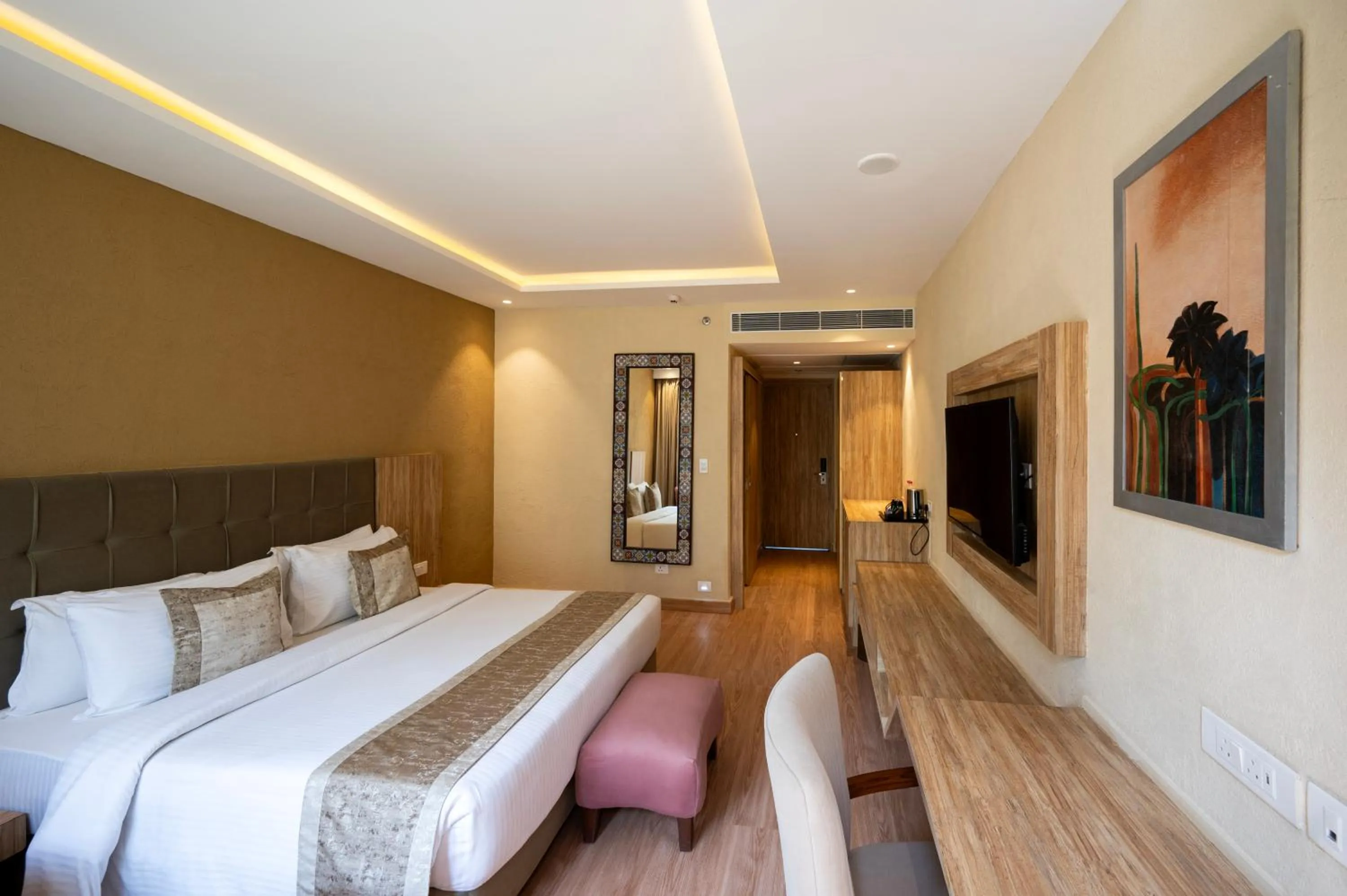 Bed in Essentia Luxury Resort & Spa Udaipur