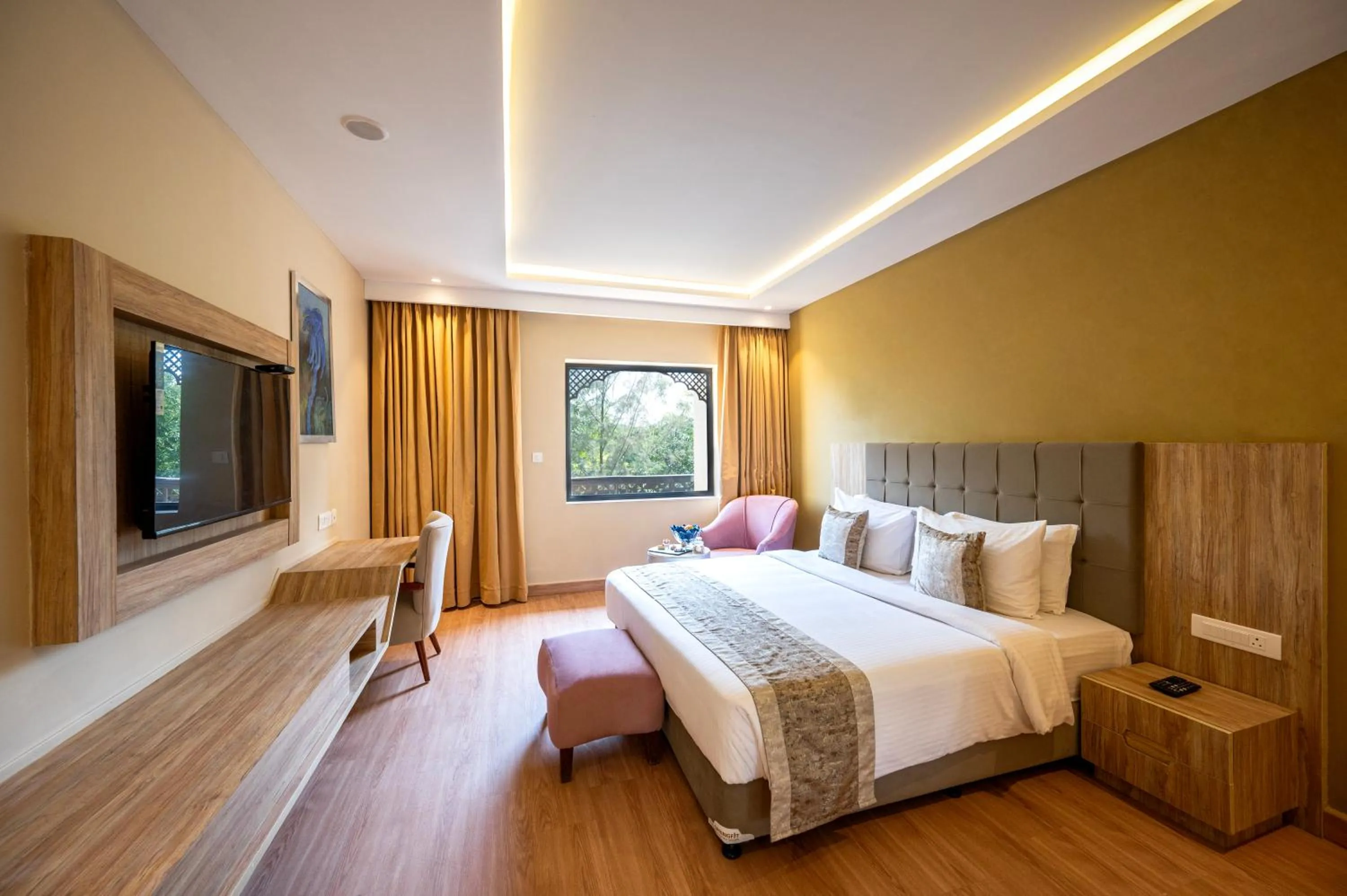 Bed in Essentia Luxury Resort & Spa Udaipur