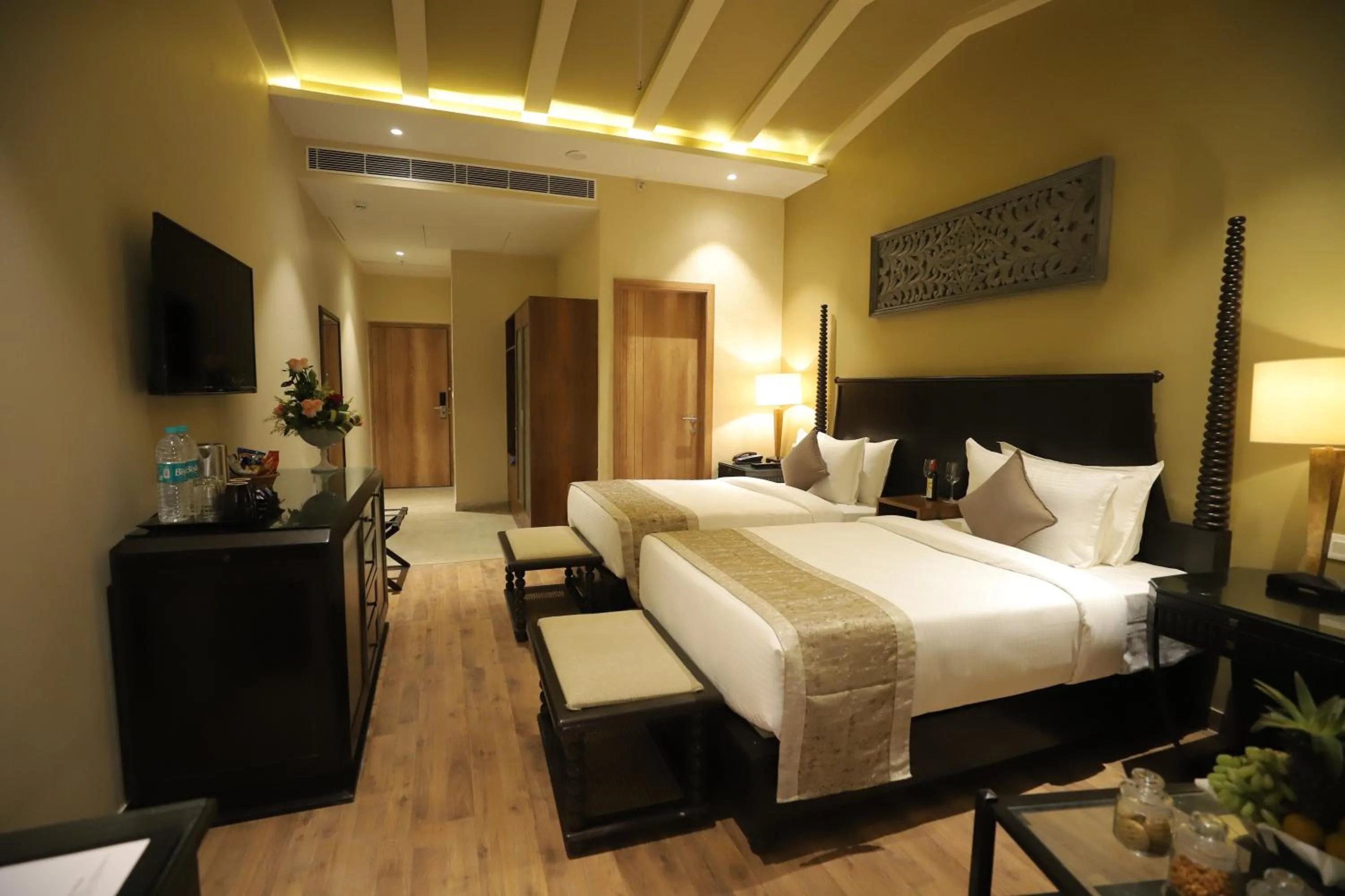 Bed in Essentia Luxury Resort & Spa Udaipur