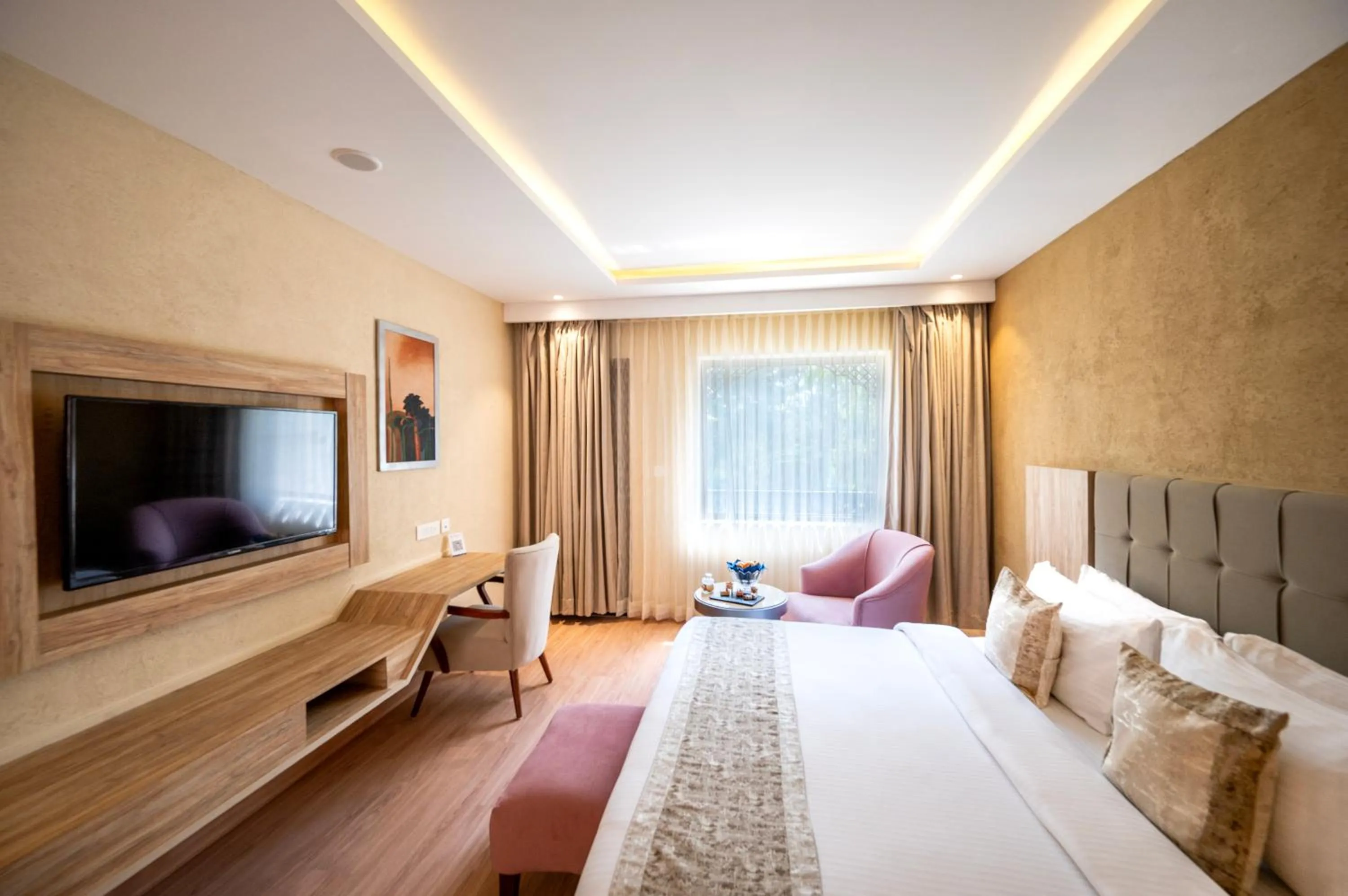 Bed in Essentia Luxury Resort & Spa Udaipur