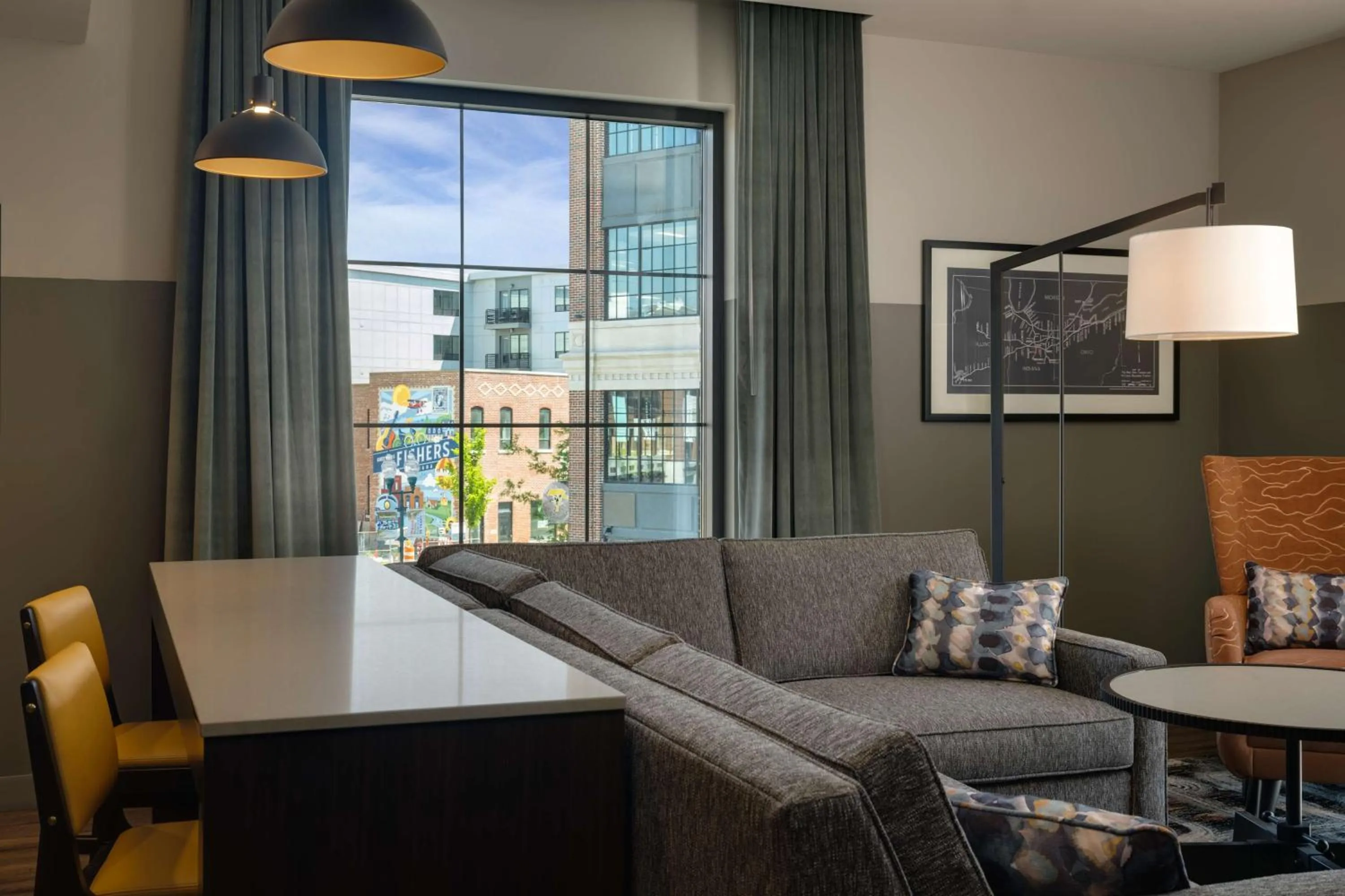 Living room in Hotel Nickel Plate Fishers, Tapestry Collection By Hilton