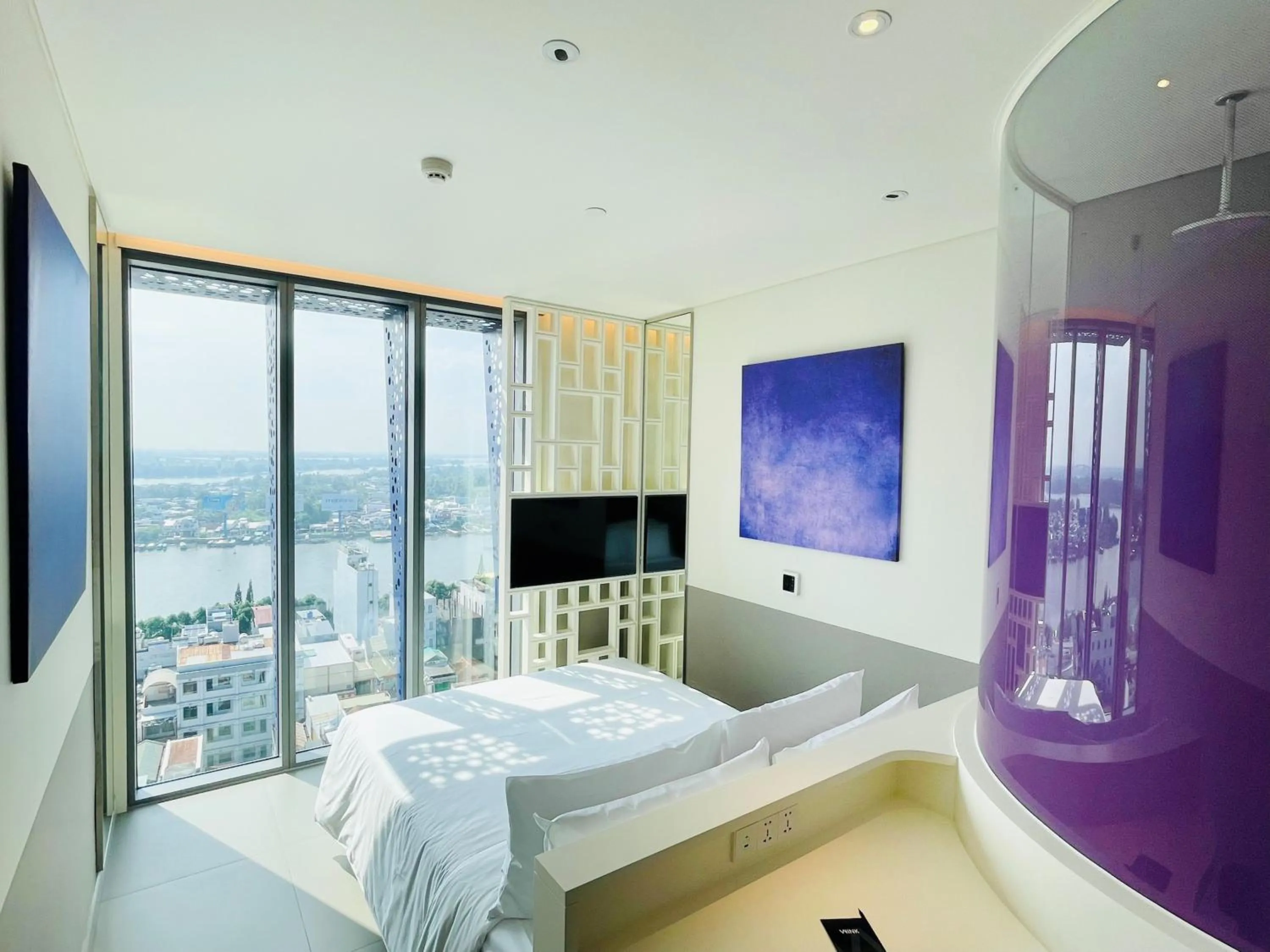 View (from property/room), Bed in Wink Hotel Can Tho Ninh Kieu Wharf - 24hrs Stay & Rooftop Pool Bar