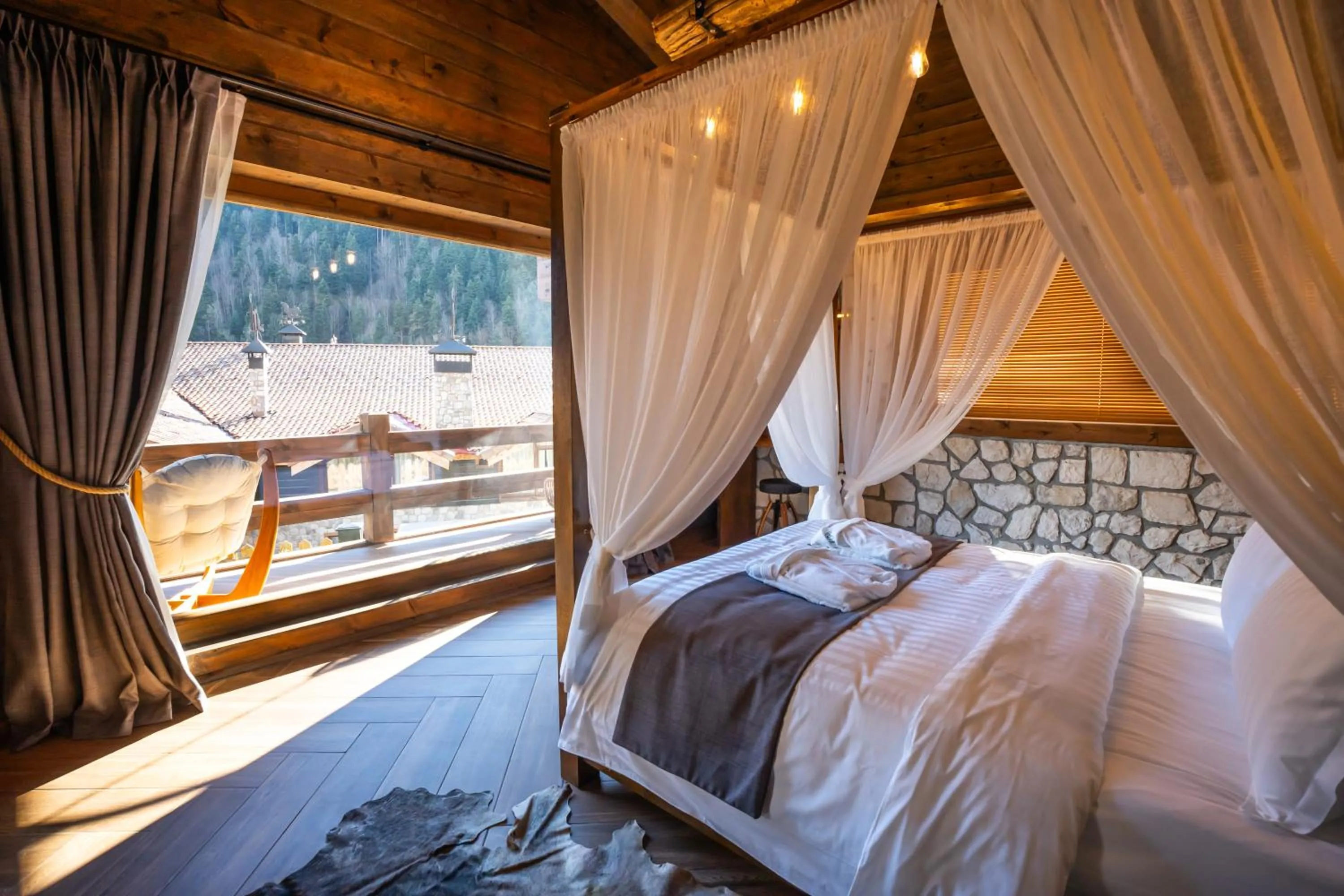 Bed in Bİ ABANT MASALI VİLLAGE HOTEL