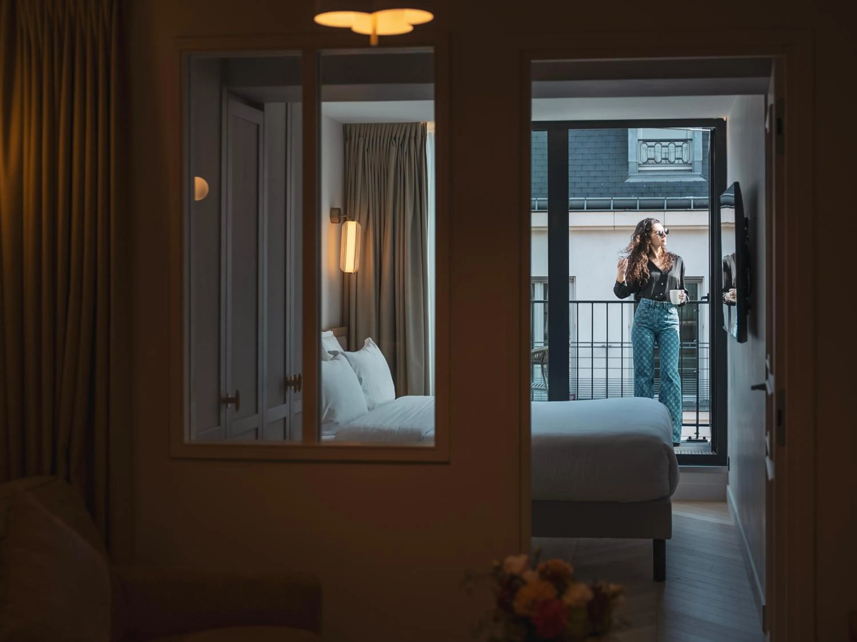 Balcony/Terrace, Bed in Quartier Libre Opera