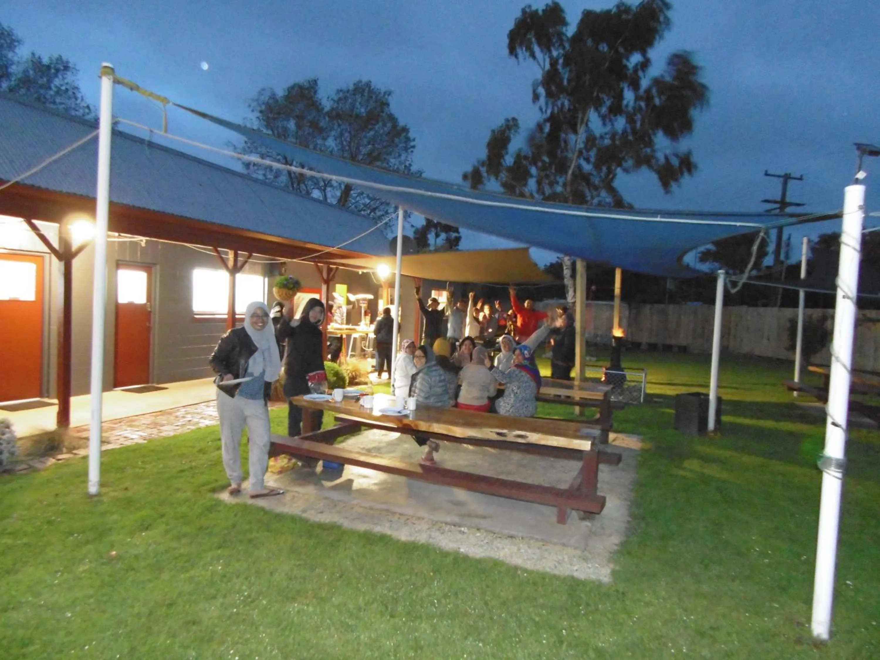 group of guests in Glenavys Waitaki River Motor Camp