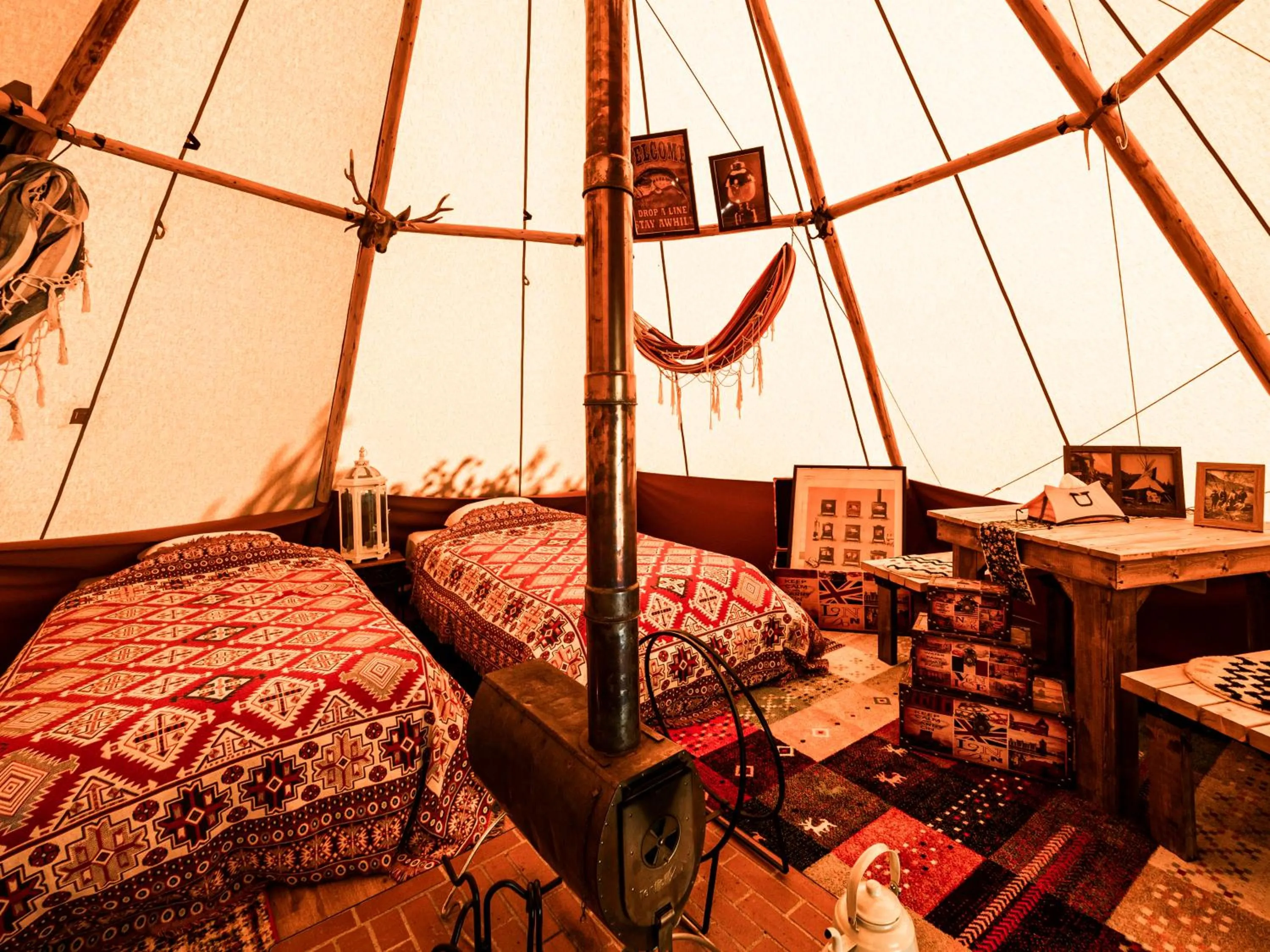 Bed in Tokachi Nakasatsunai Glamping Resort Feriendorf