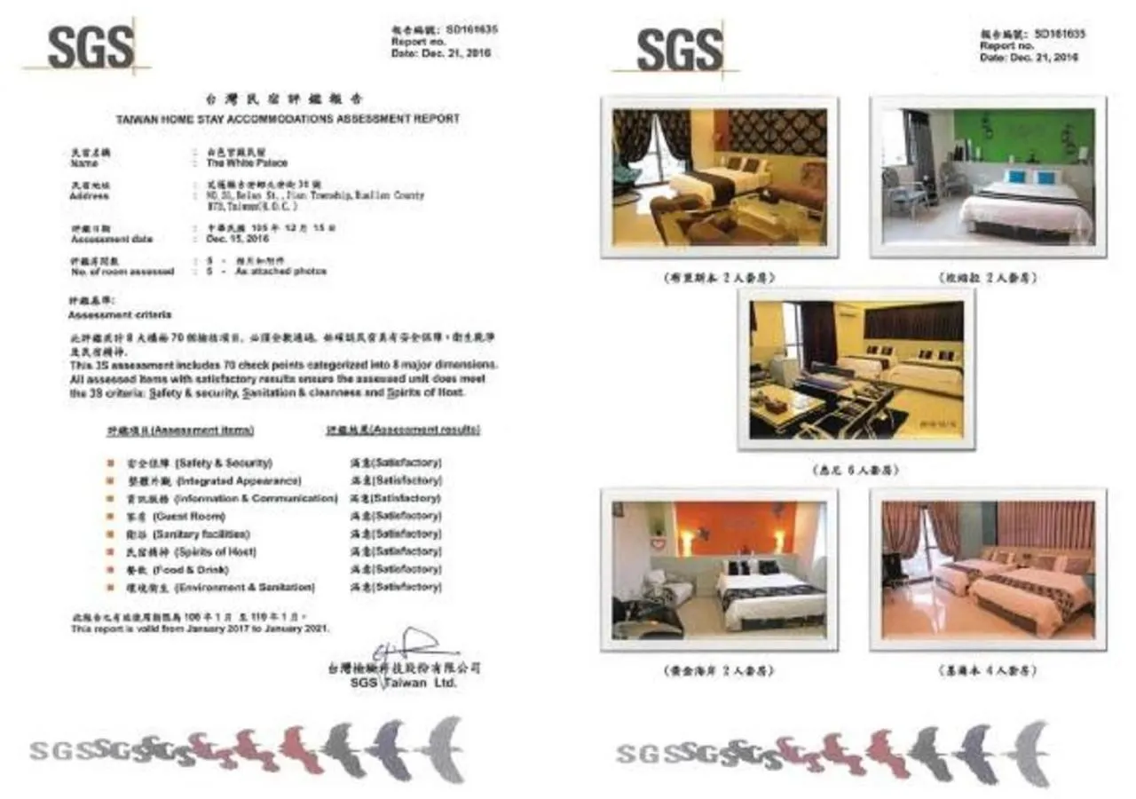 Logo/Certificate/Sign in White Palace B&B