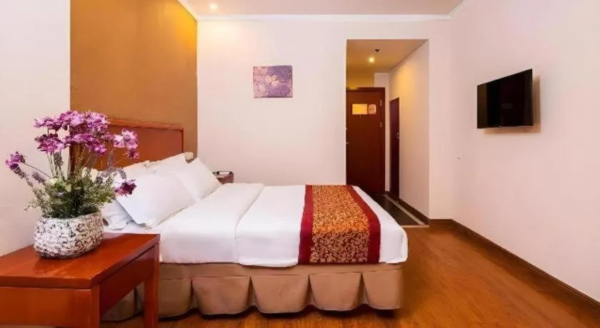 Bed in GreenTree Inn Jiangsu Wuxi Meiyuan Kaiyuan Temple Subway Master Station Express Hotel