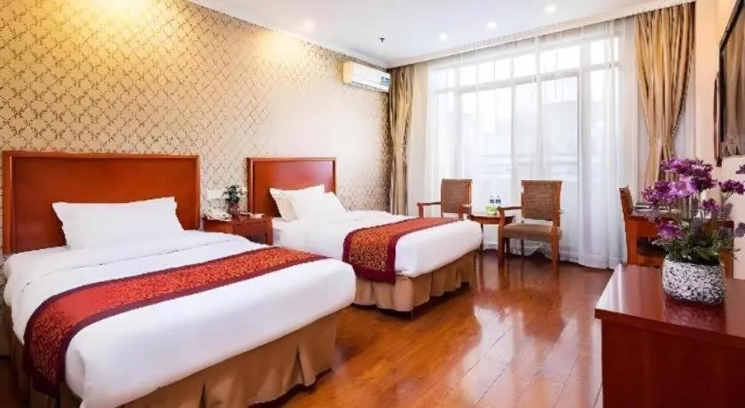 Bed in GreenTree Inn Jiangsu Wuxi Meiyuan Kaiyuan Temple Subway Master Station Express Hotel